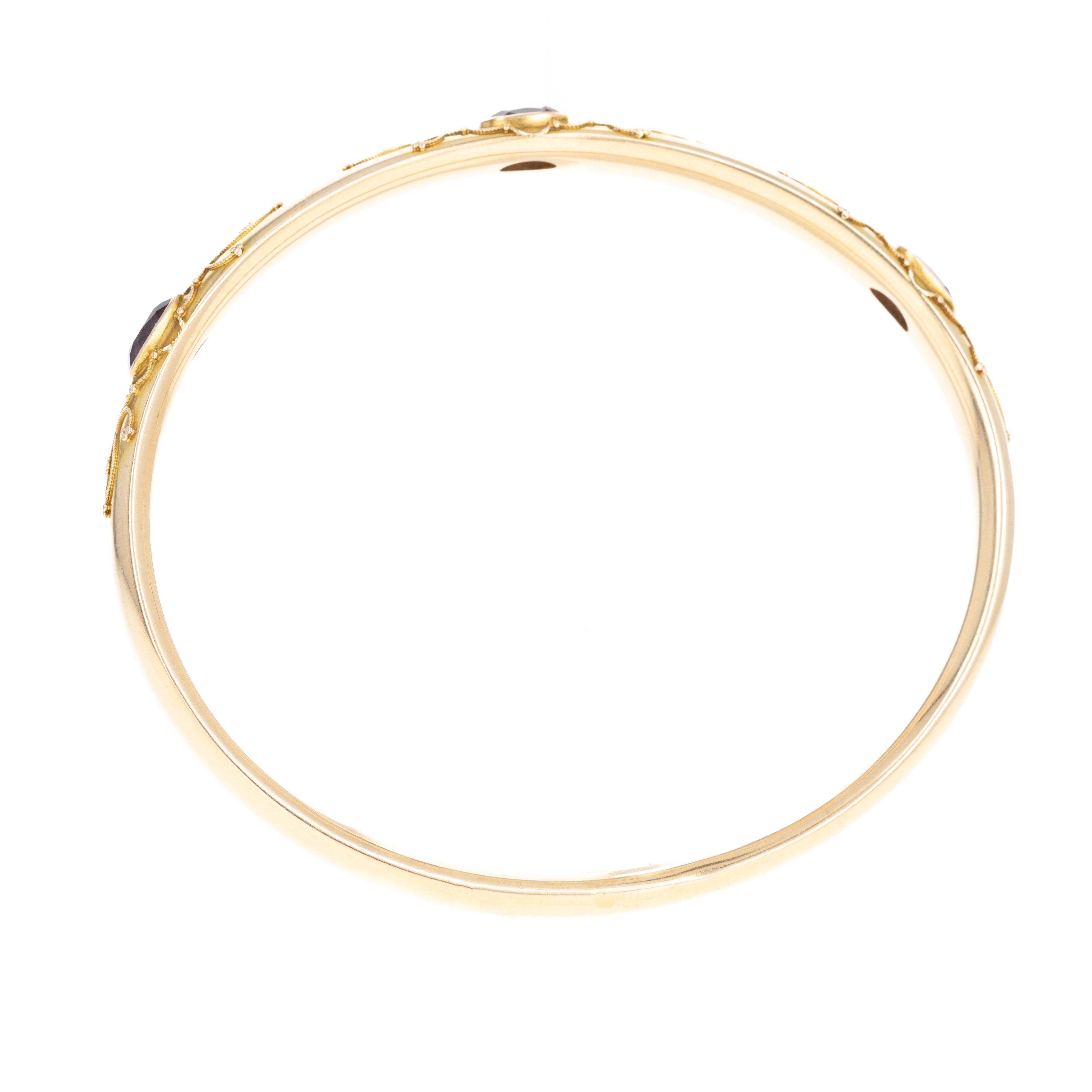 Victorian 14K Yellow Gold Amethyst Bangle - Queen May