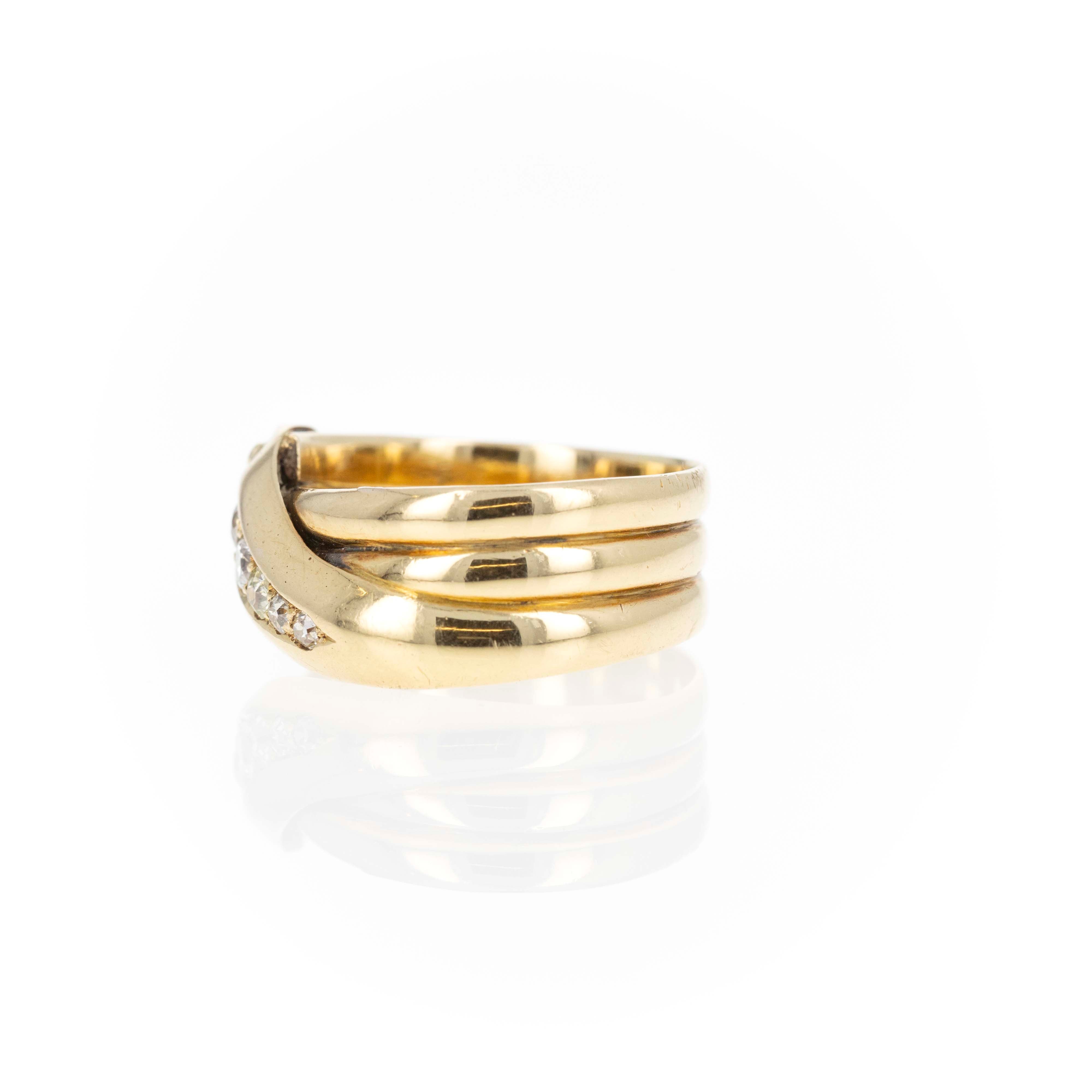 Victorian 18K Yellow Gold Old European Diamond Snake Ring - Queen May