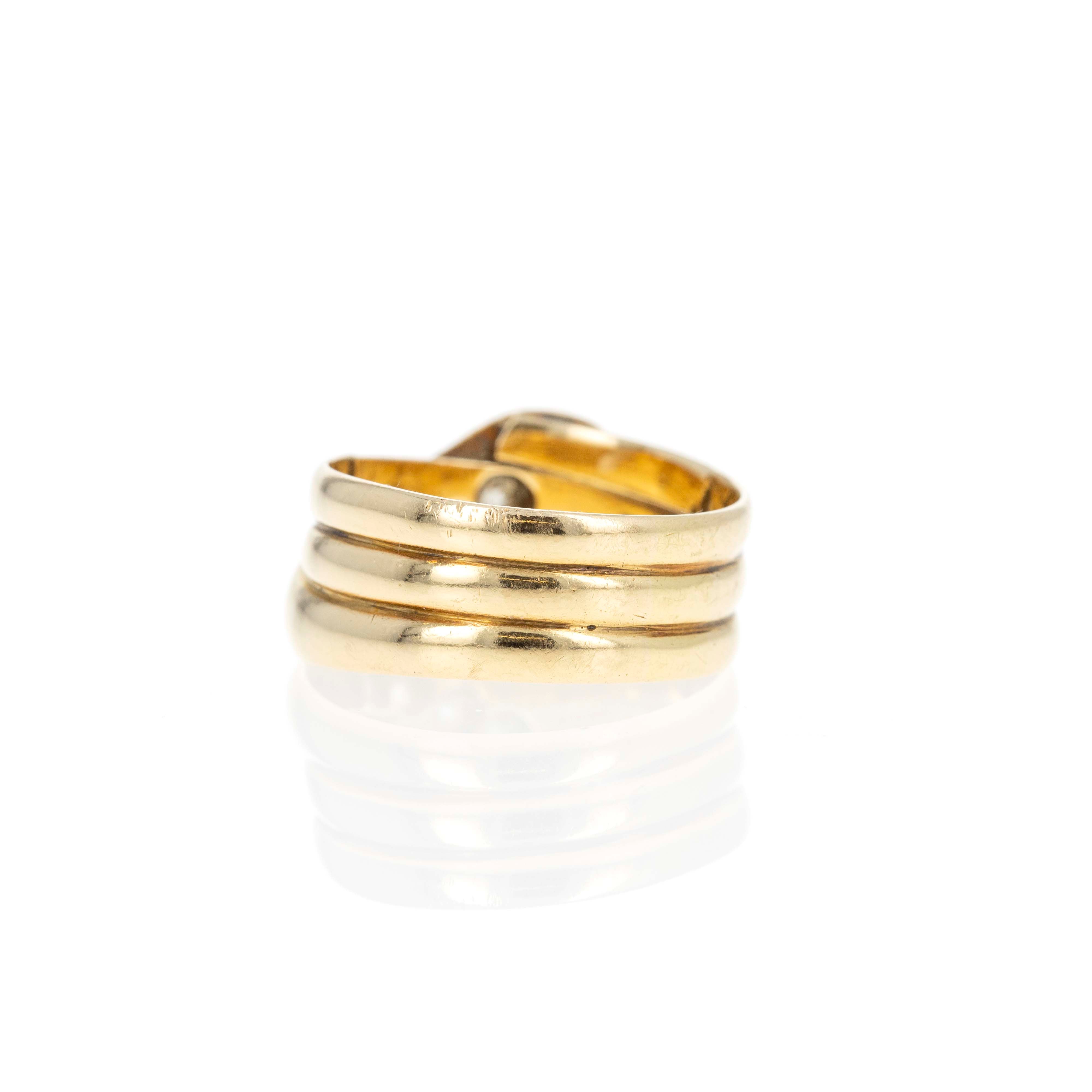 Victorian 18K Yellow Gold Old European Diamond Snake Ring - Queen May