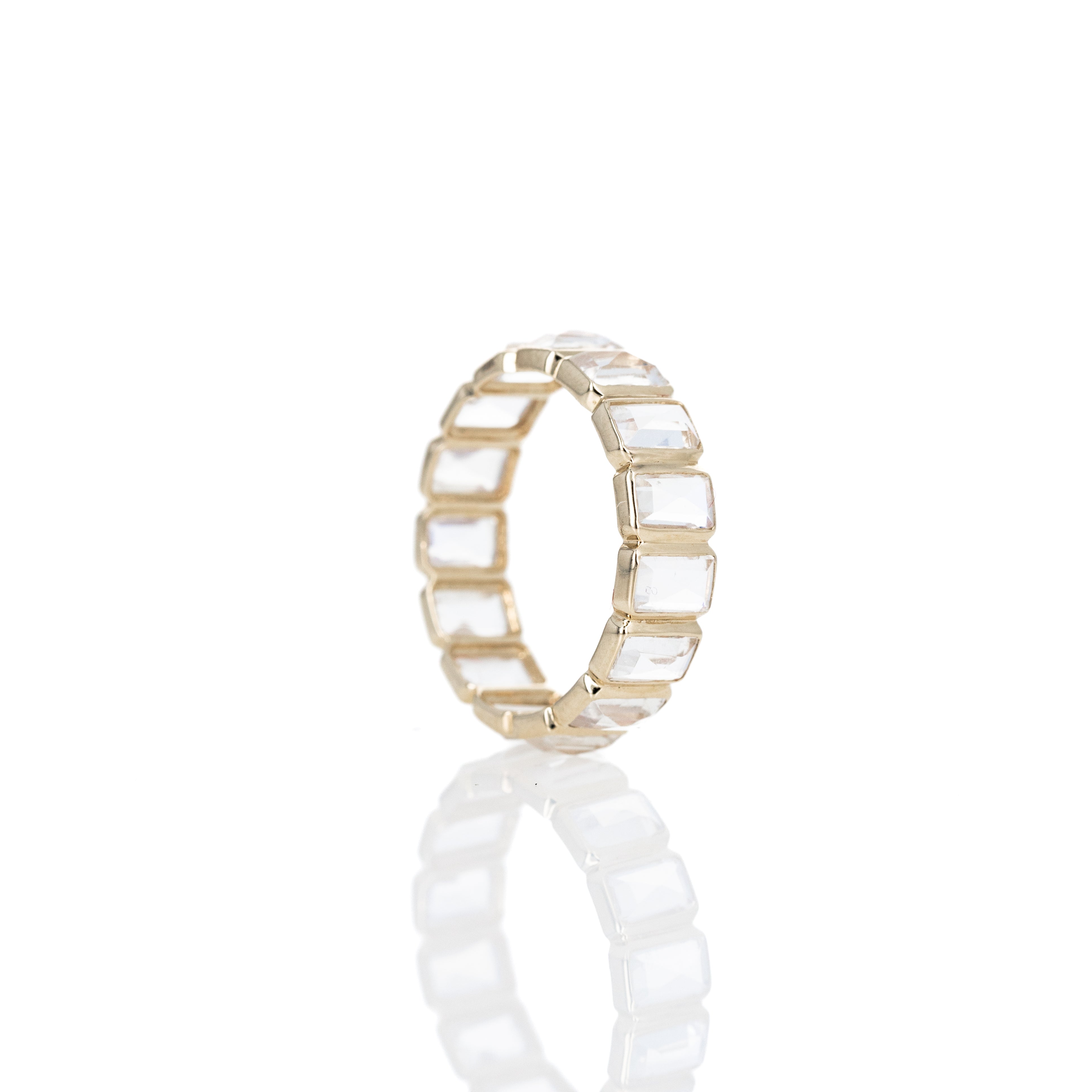 14K Yellow Gold Moonstone Eternity Band - Queen May