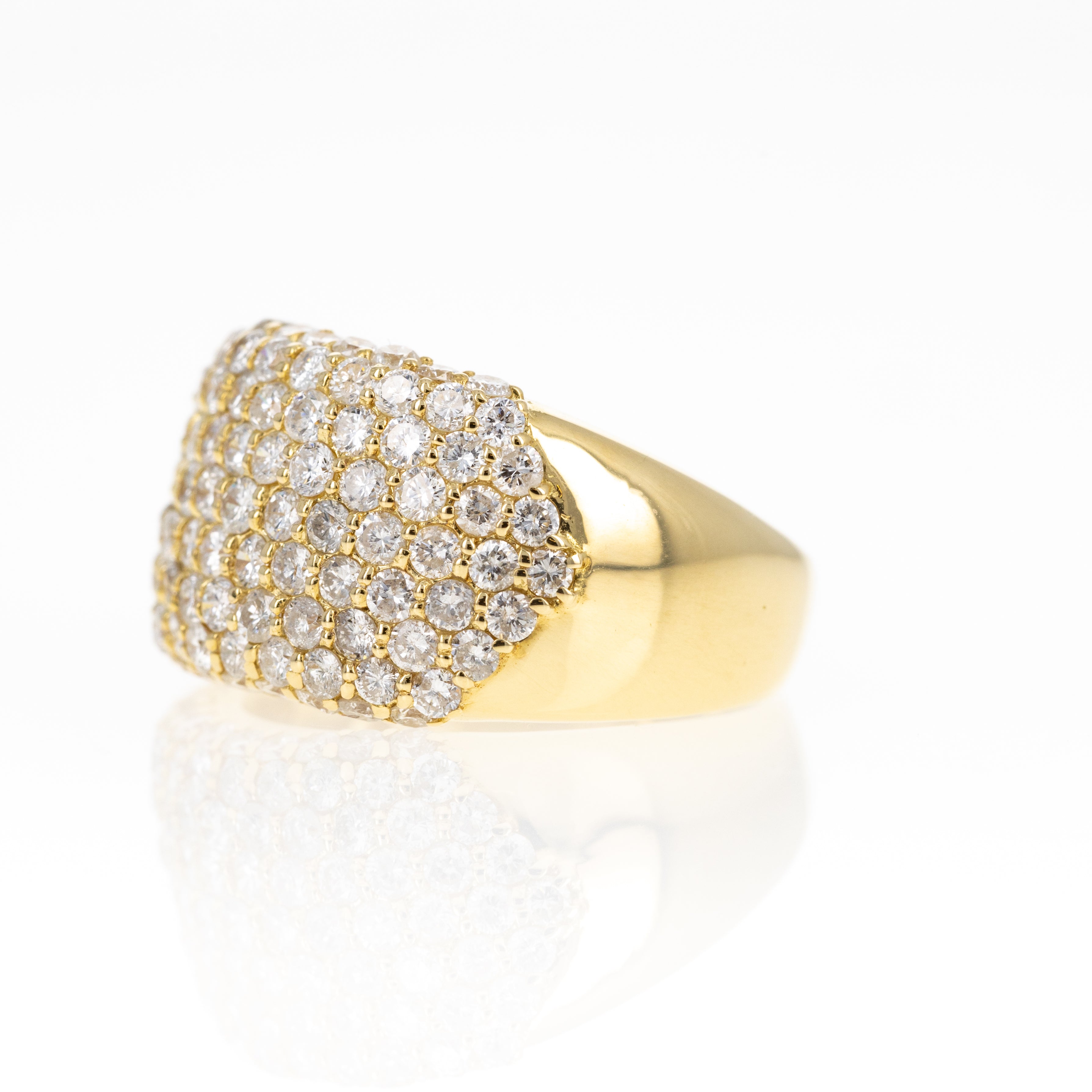 18K Yellow Gold 3 Carat Diamond Chunky Pave Ring - Queen May
