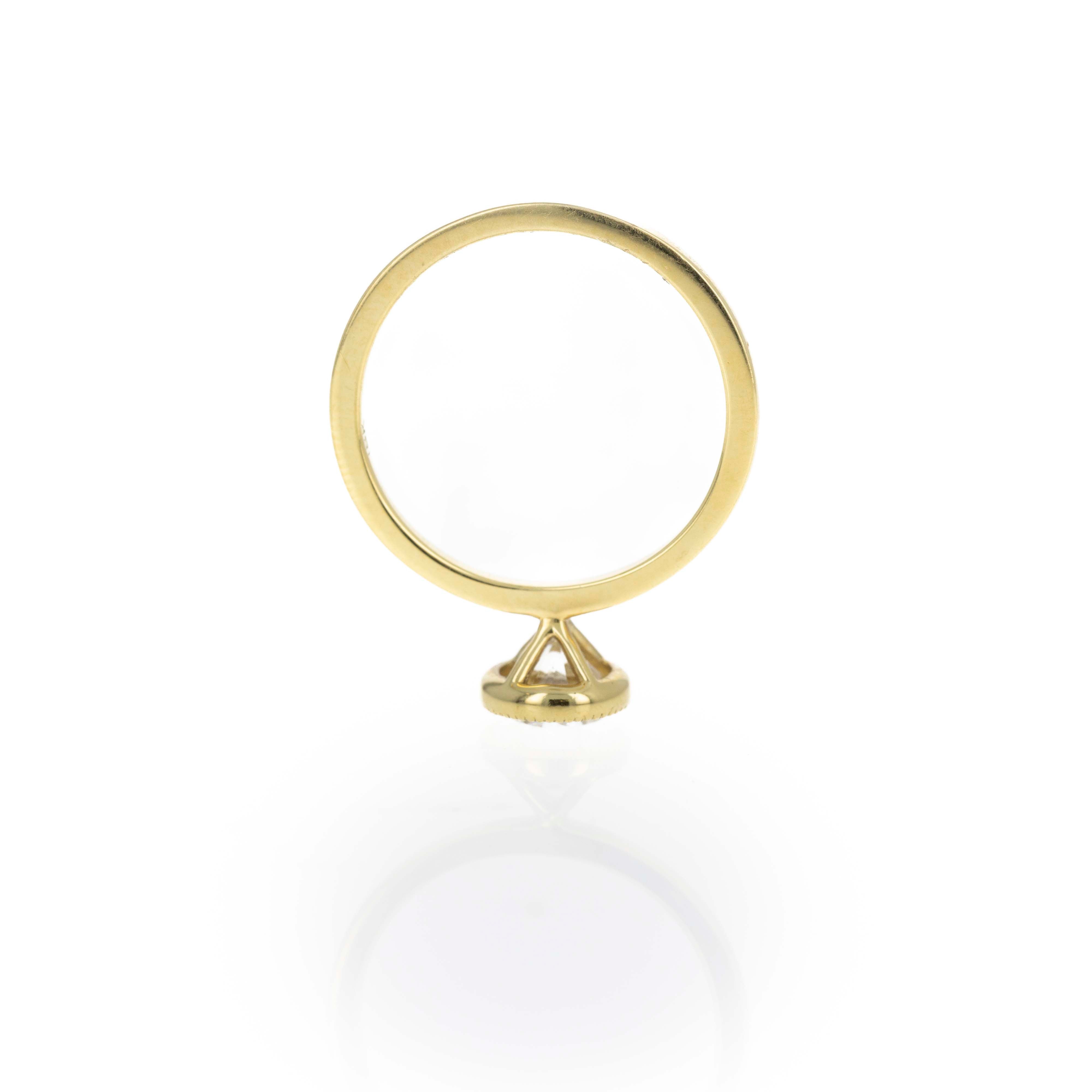 18K Yellow Gold .99 Carat Round Modified Brilliant Diamond Bezel Engagement Ring - Queen May