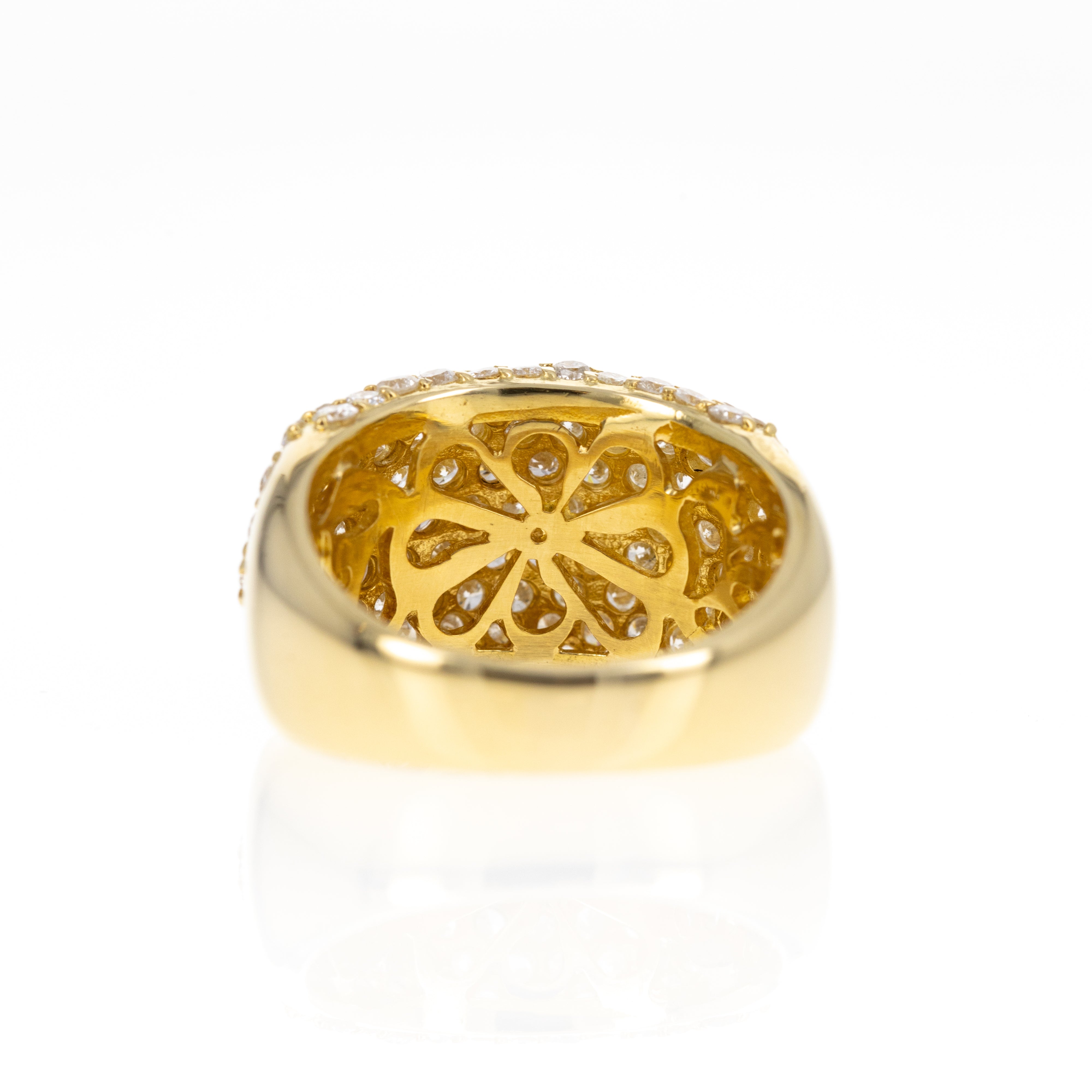 18K Yellow Gold 3 Carat Diamond Chunky Pave Ring - Queen May