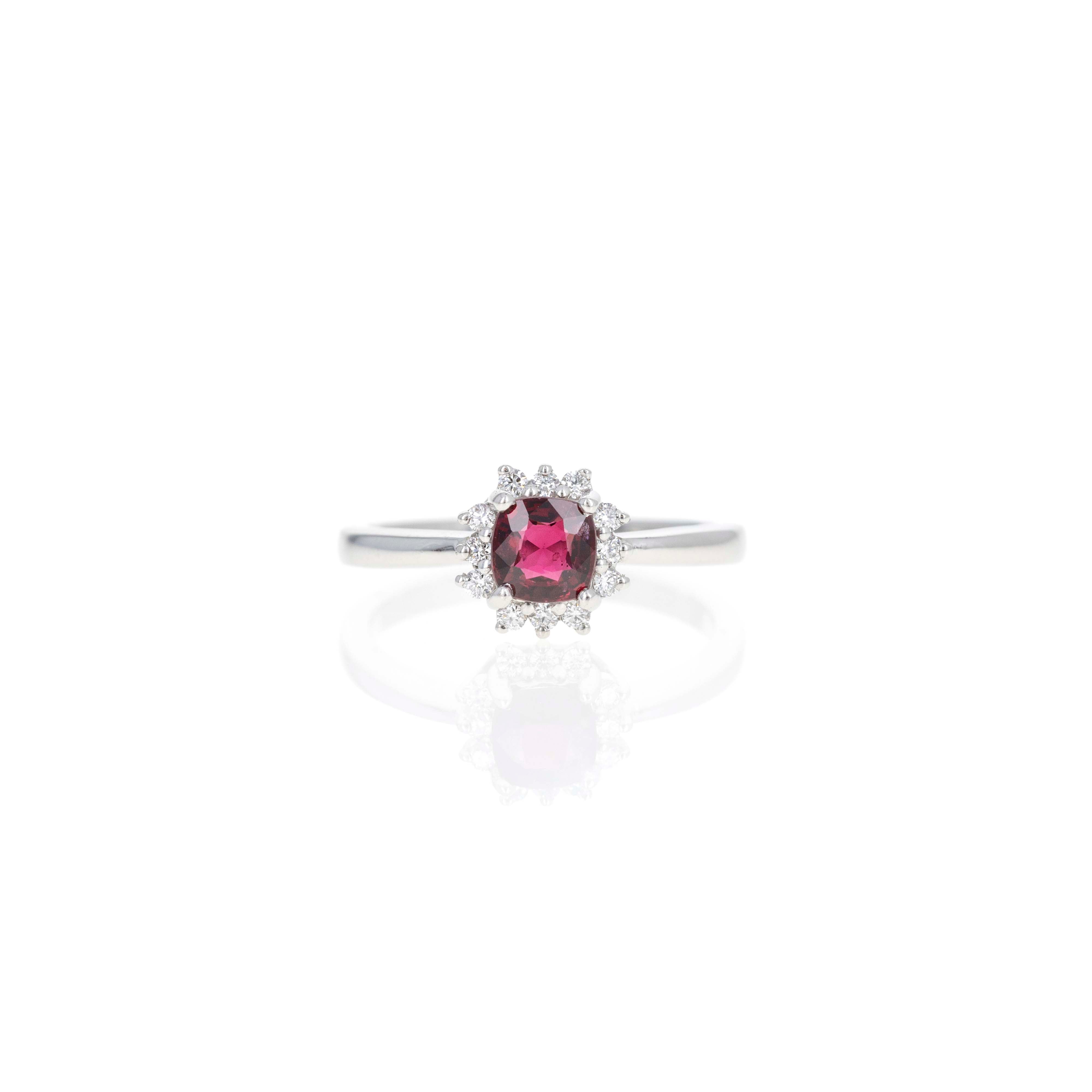 Platinum 0.86 Carat Red Spinel Diamond Halo Ring - Queen May