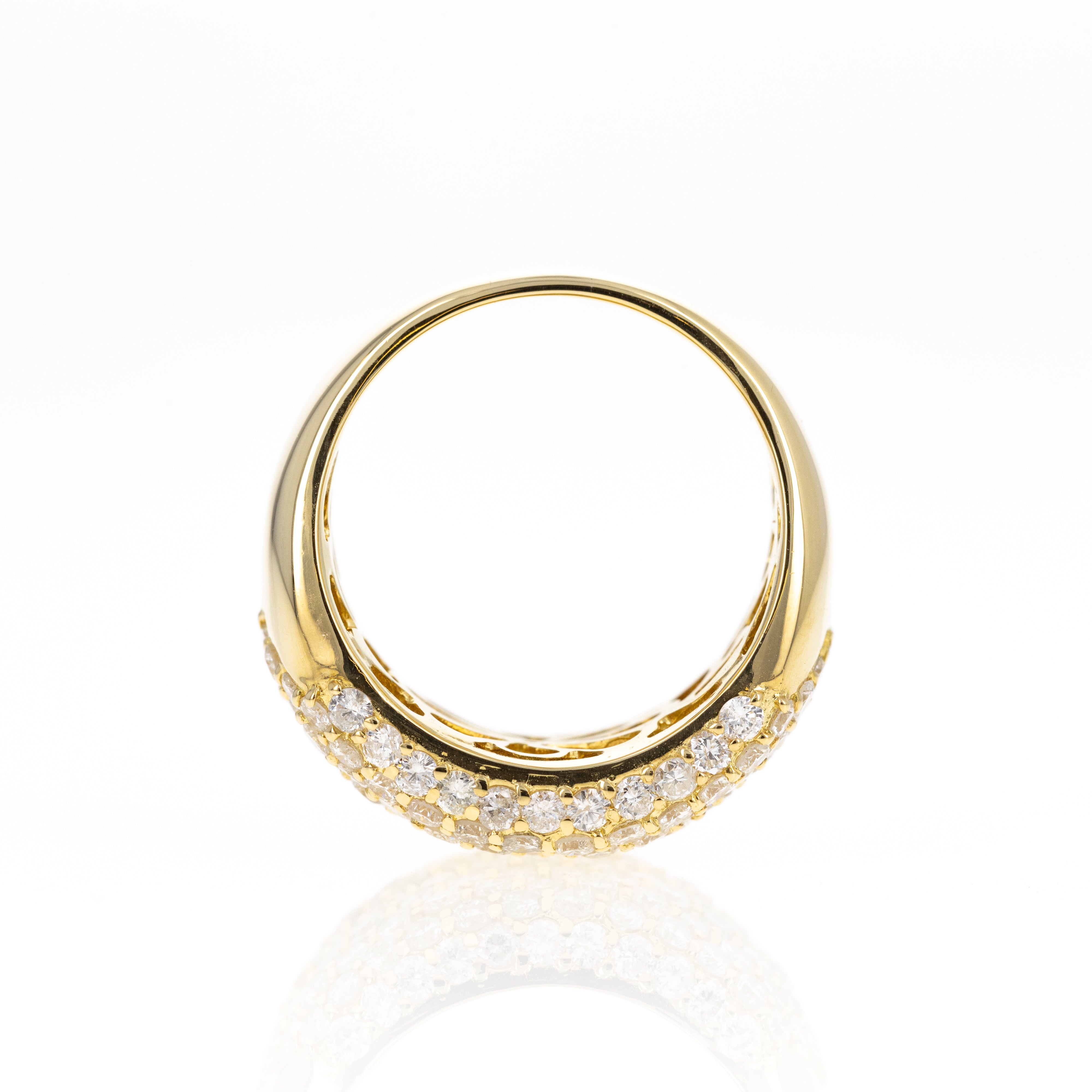 18K Yellow Gold 3 Carat Diamond Chunky Pave Ring - Queen May
