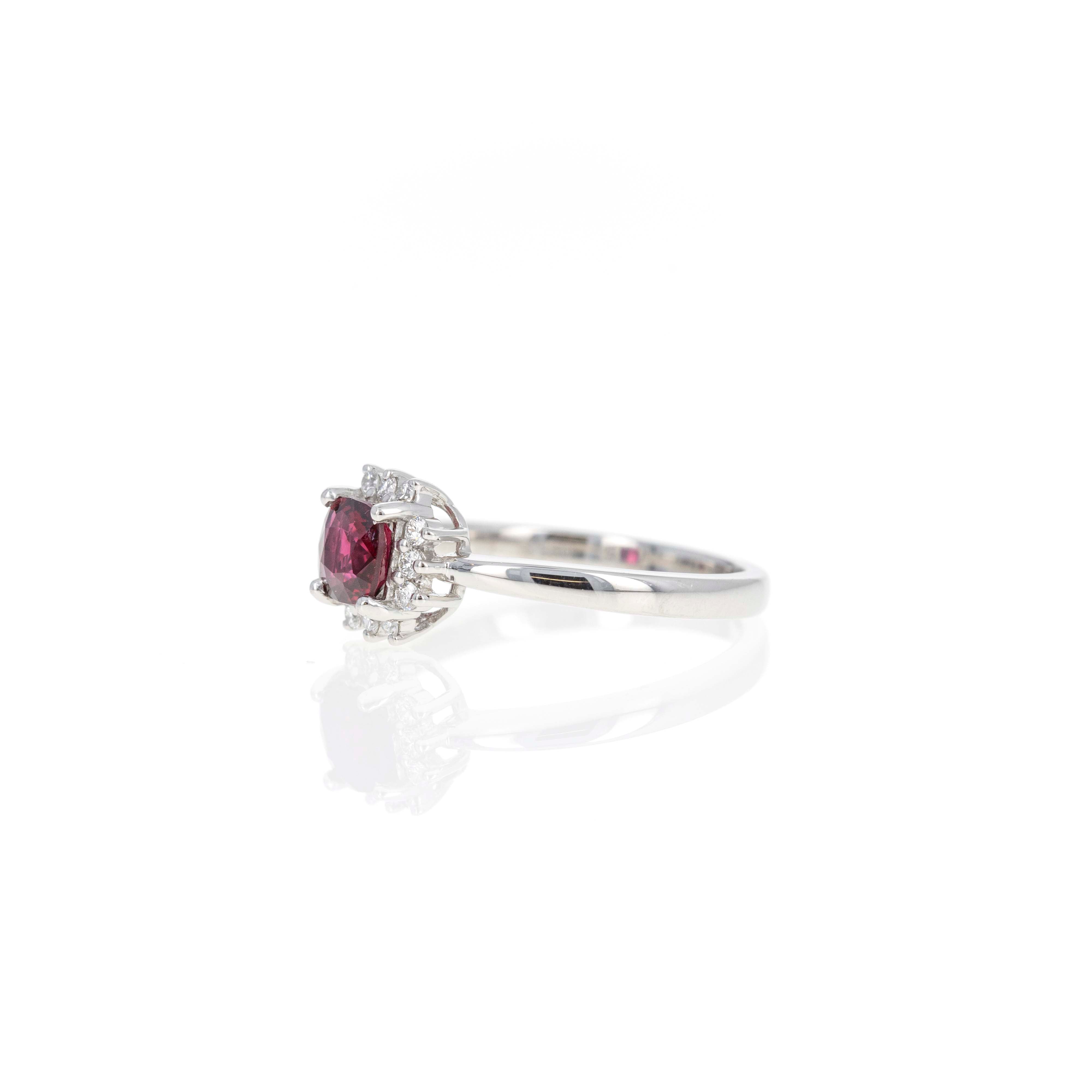 Platinum 0.86 Carat Red Spinel Diamond Halo Ring - Queen May