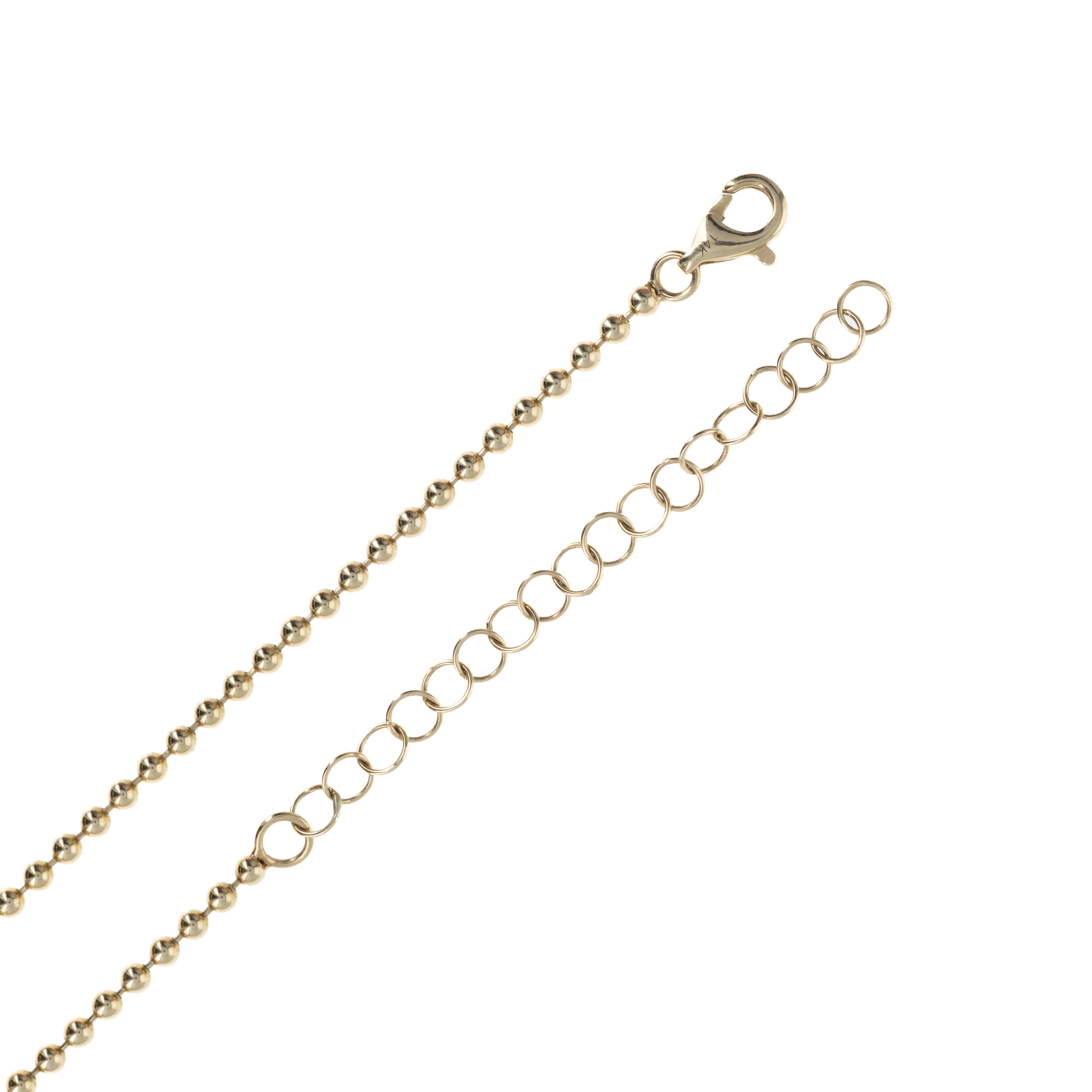 14K Yellow Gold Emerald Diamond Bead Necklace - Queen May