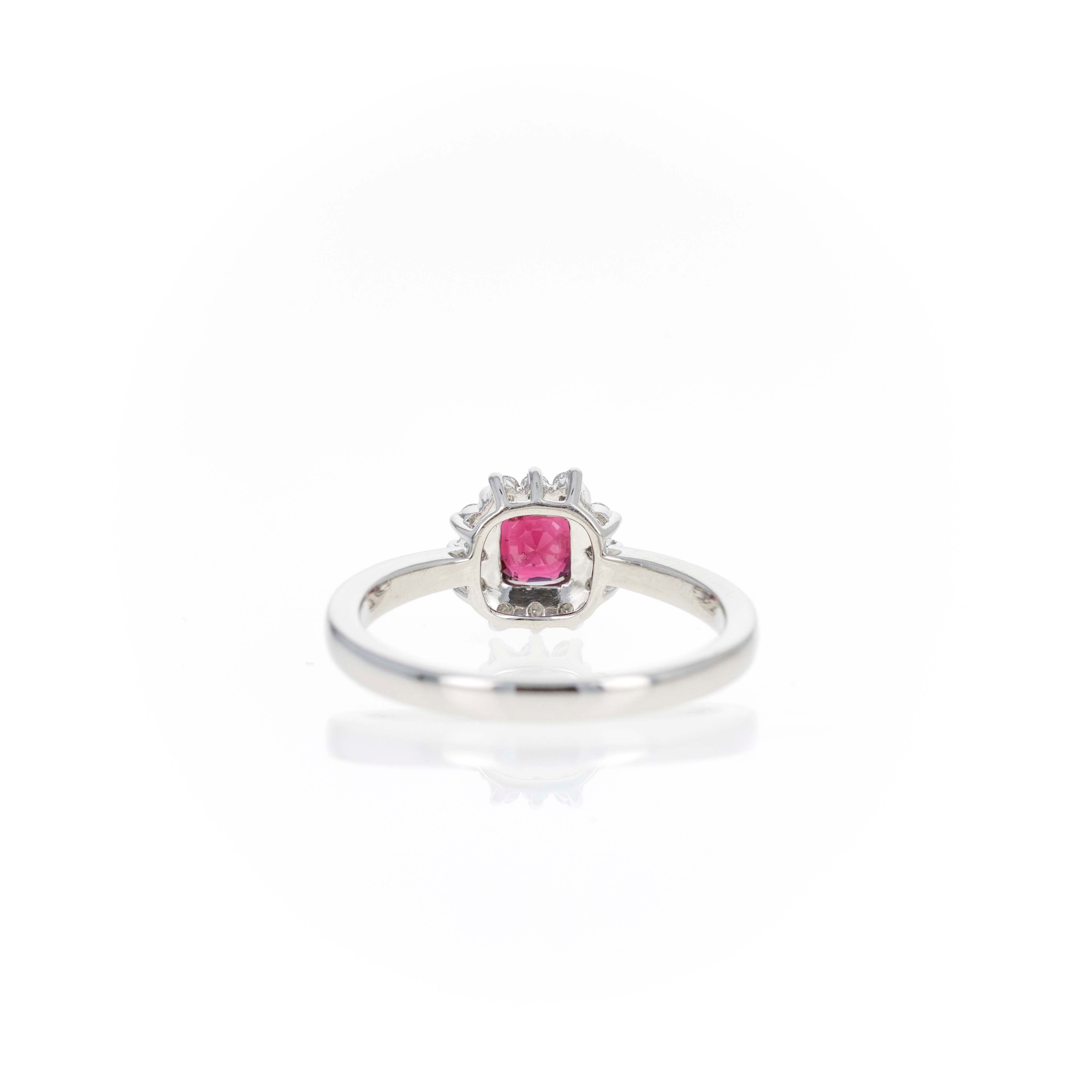 Platinum 0.86 Carat Red Spinel Diamond Halo Ring - Queen May