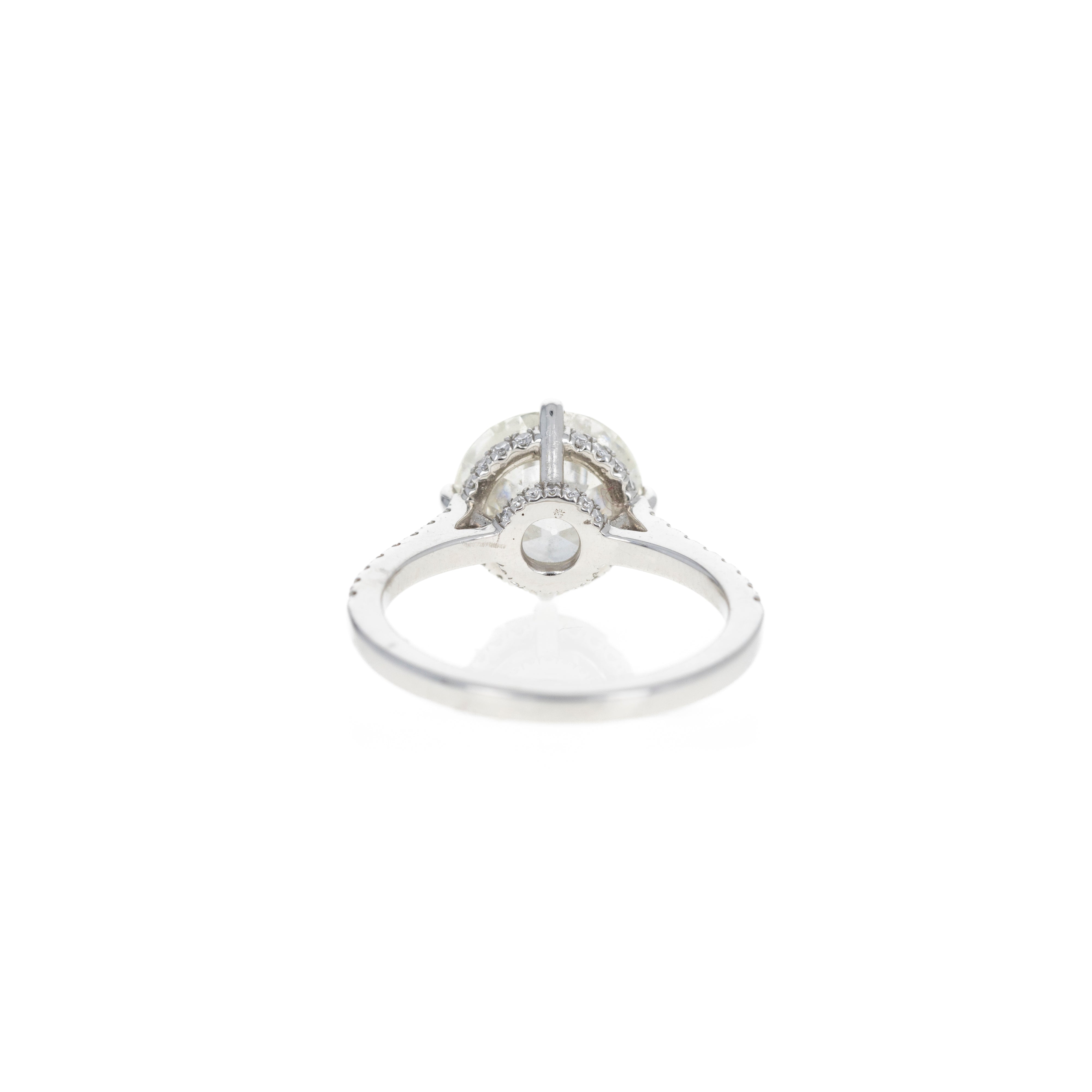 Platinum 3.66 Carat Old European Cut Diamond Hidden Halo Engagement Ring - Queen May