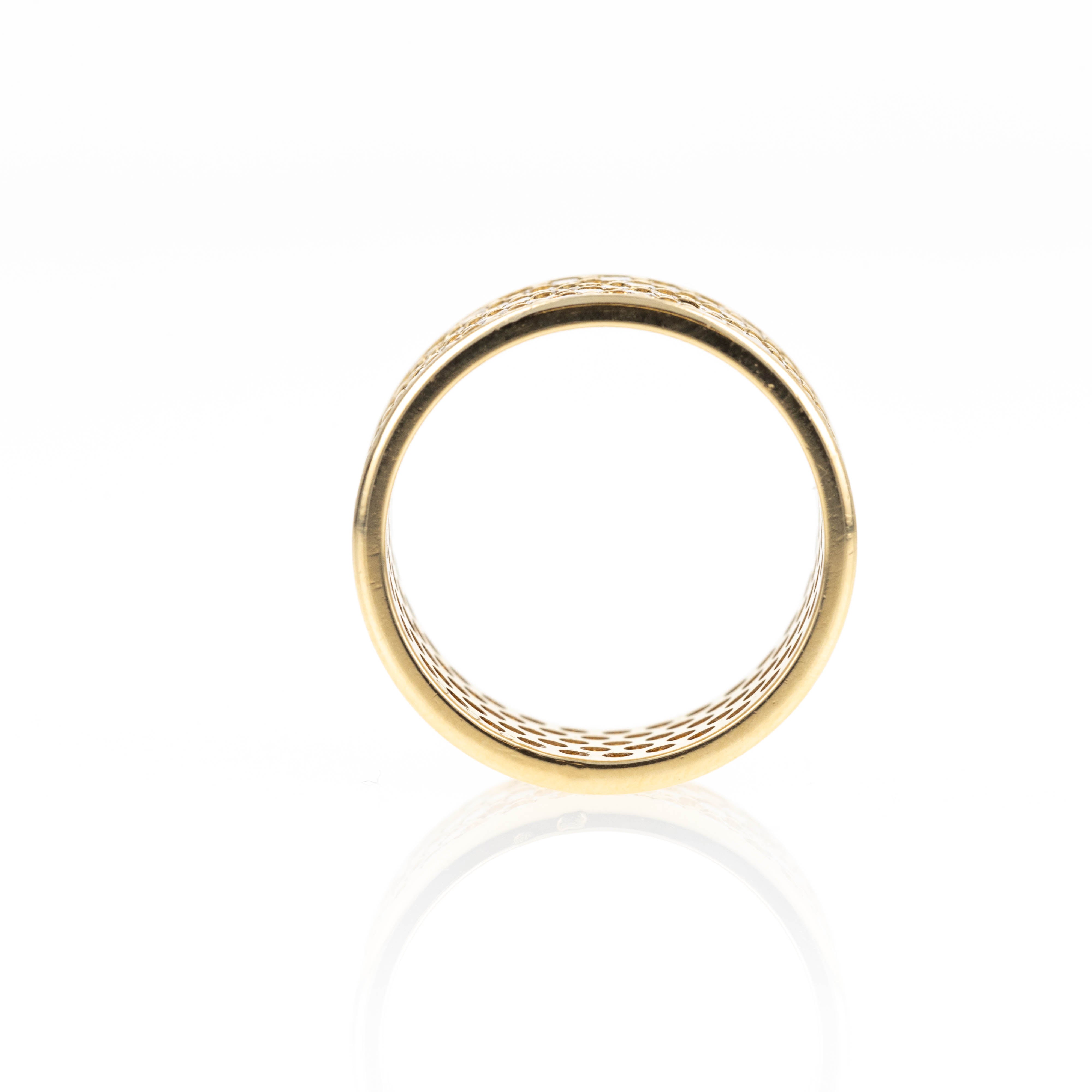 18K Yellow Gold French 3.66 Carat Diamond Pave Cigar Band - Queen May