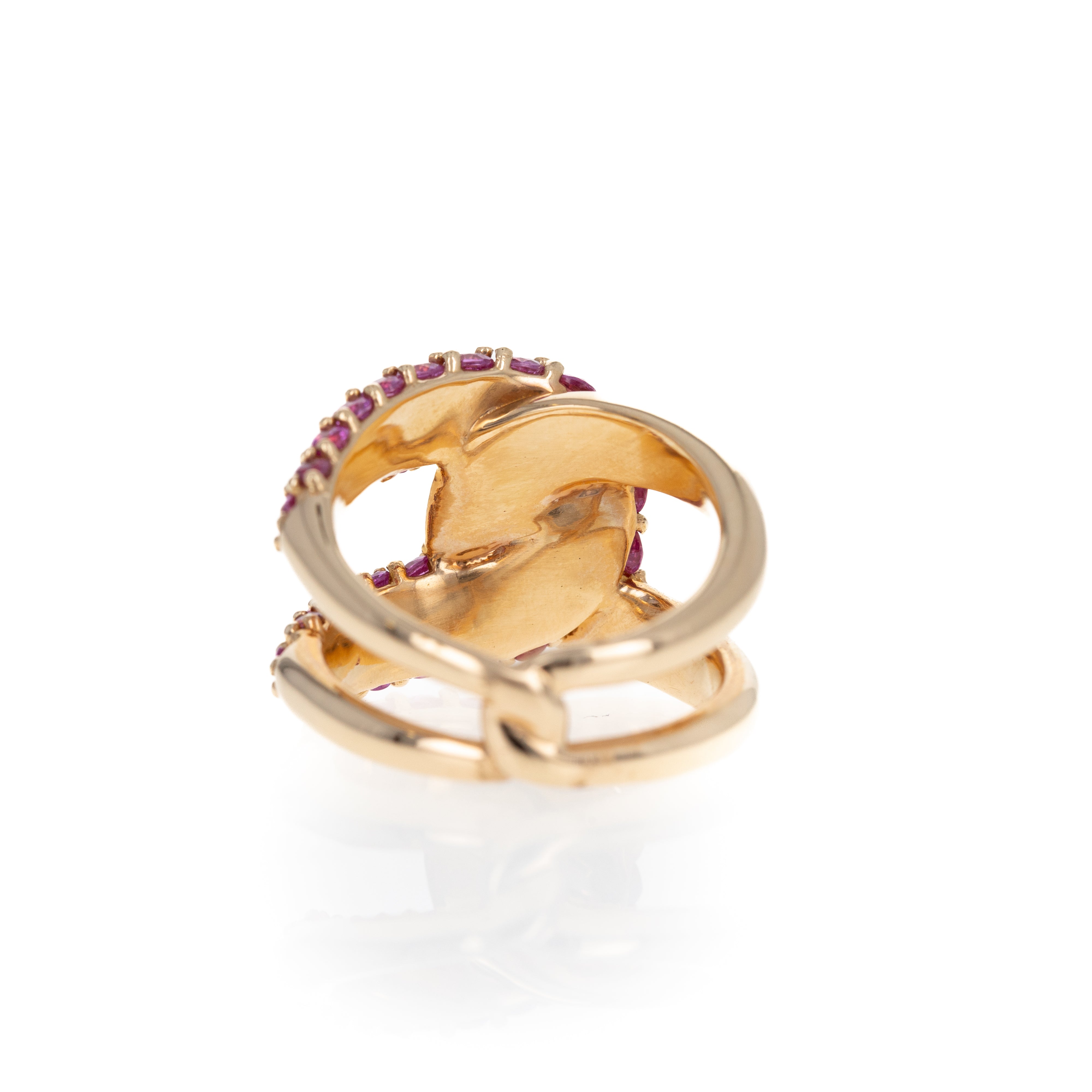 18K Rose Gold 3.12 Carat Total Weight Natural Pink Sapphire Intertwine Ring - Queen May