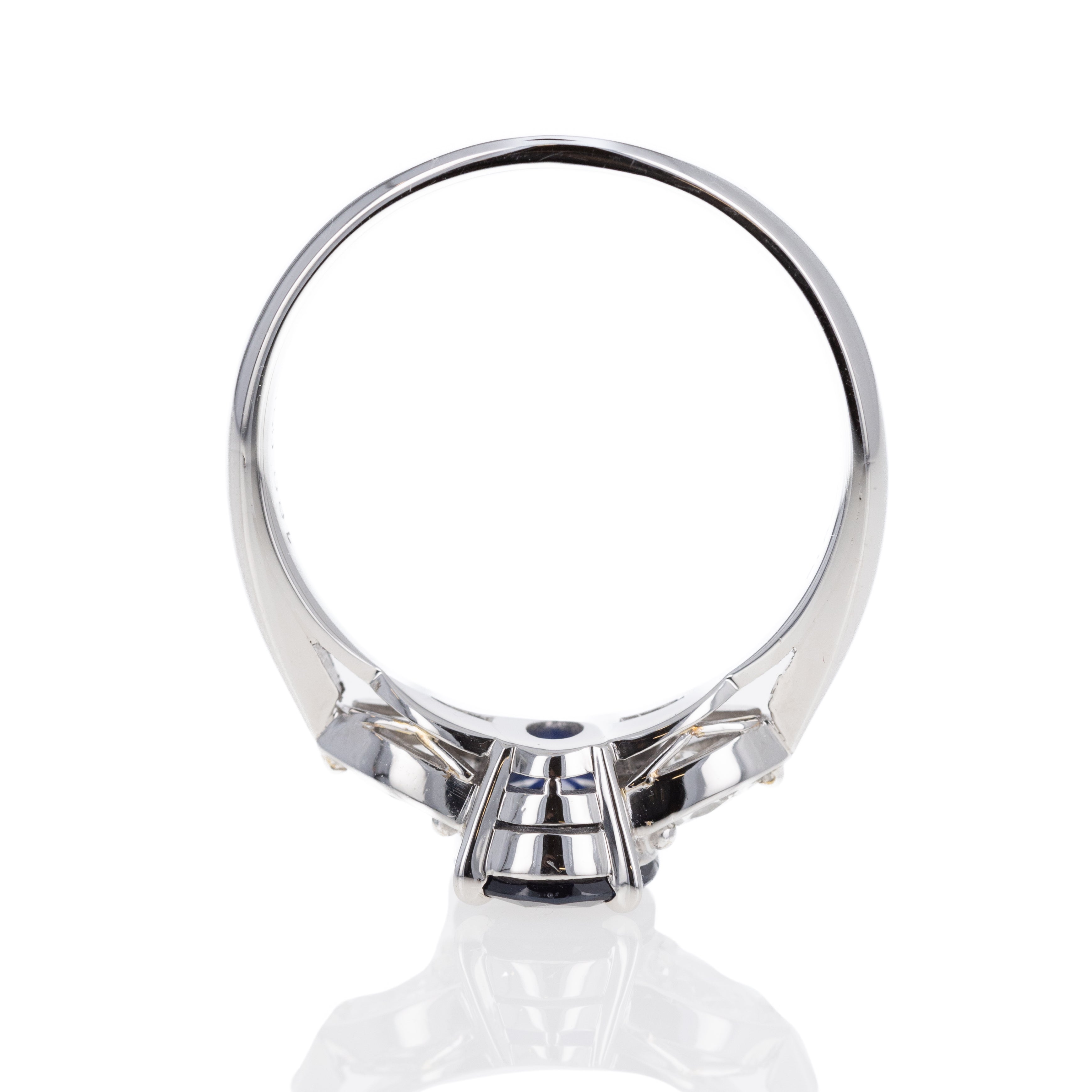 Platinum 1.8 Carat Sapphire Diamond Three Stone Ring - Queen May