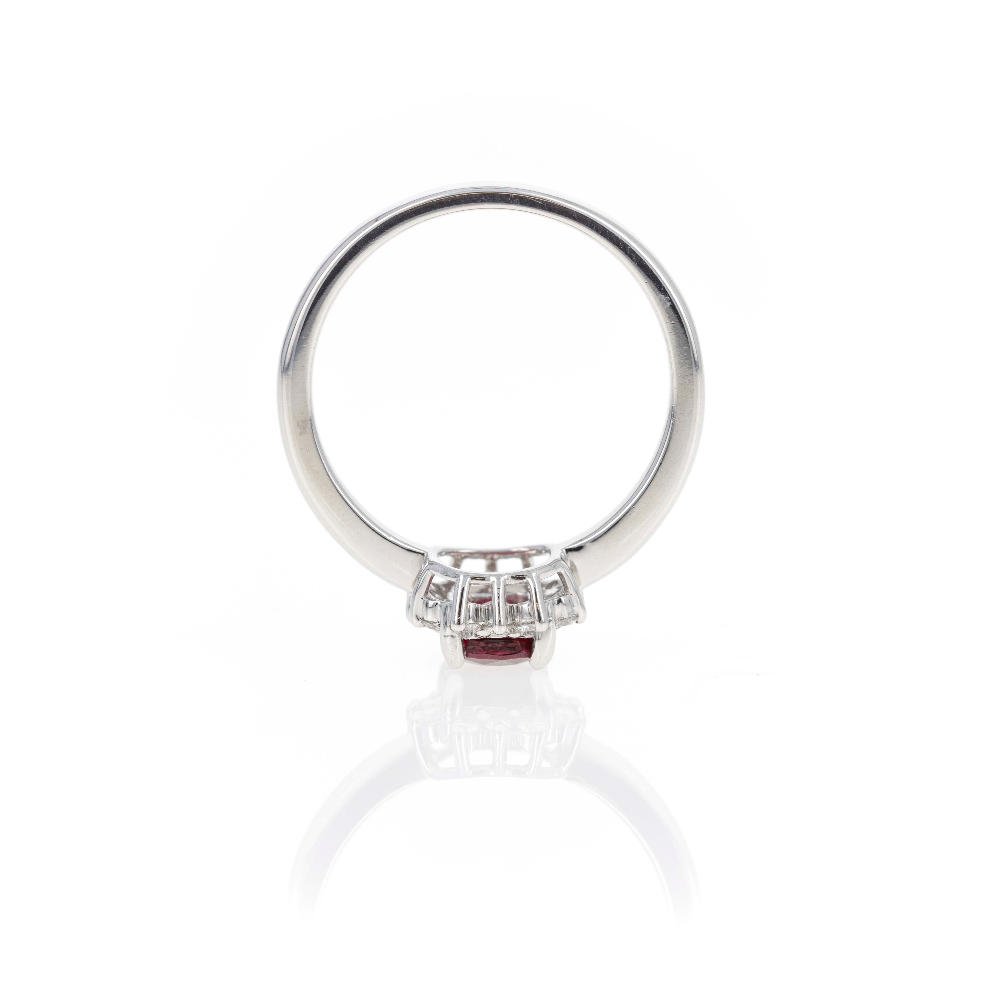 Platinum 0.86 Carat Red Spinel Diamond Halo Ring - Queen May