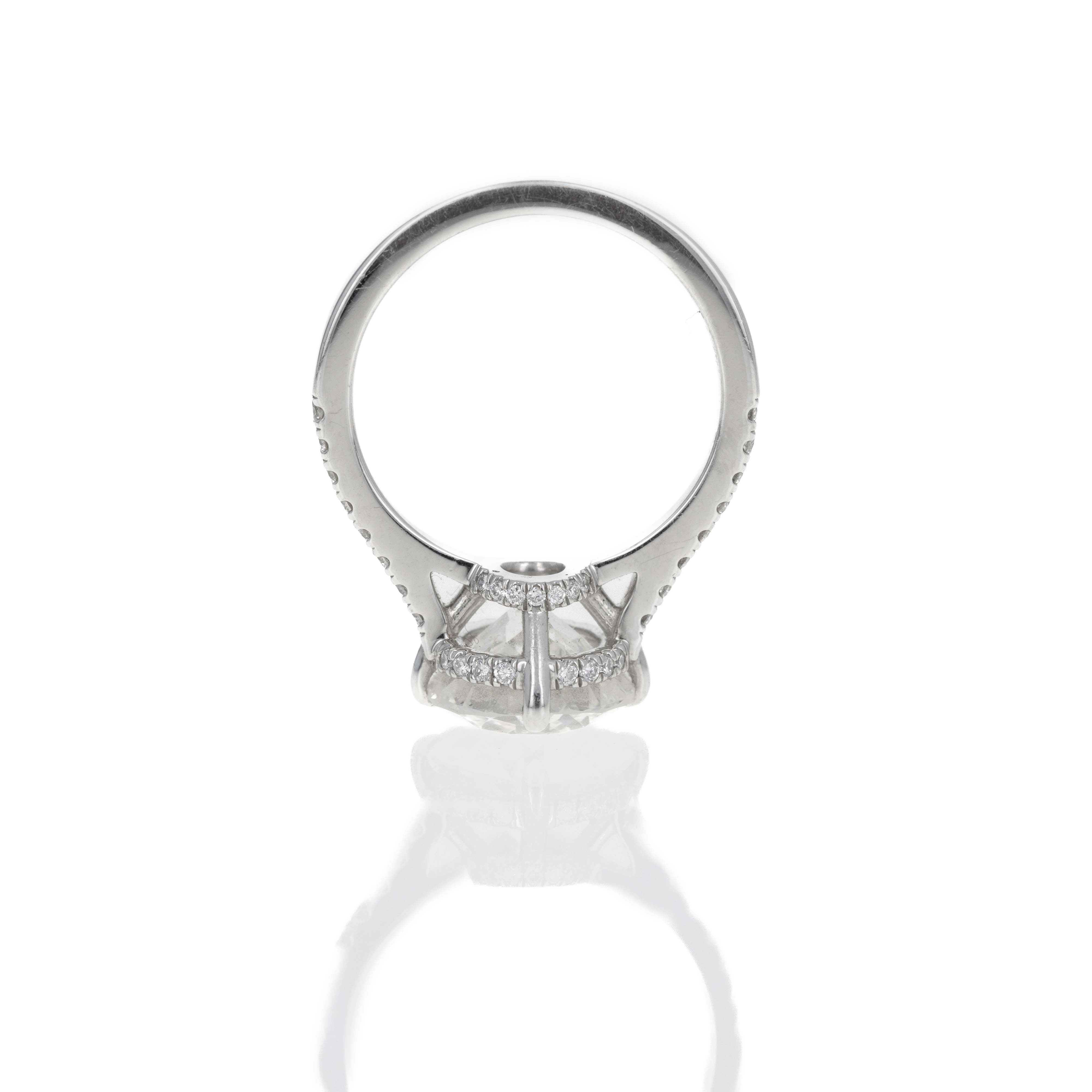 Platinum 3.66 Carat Old European Cut Diamond Hidden Halo Engagement Ring - Queen May