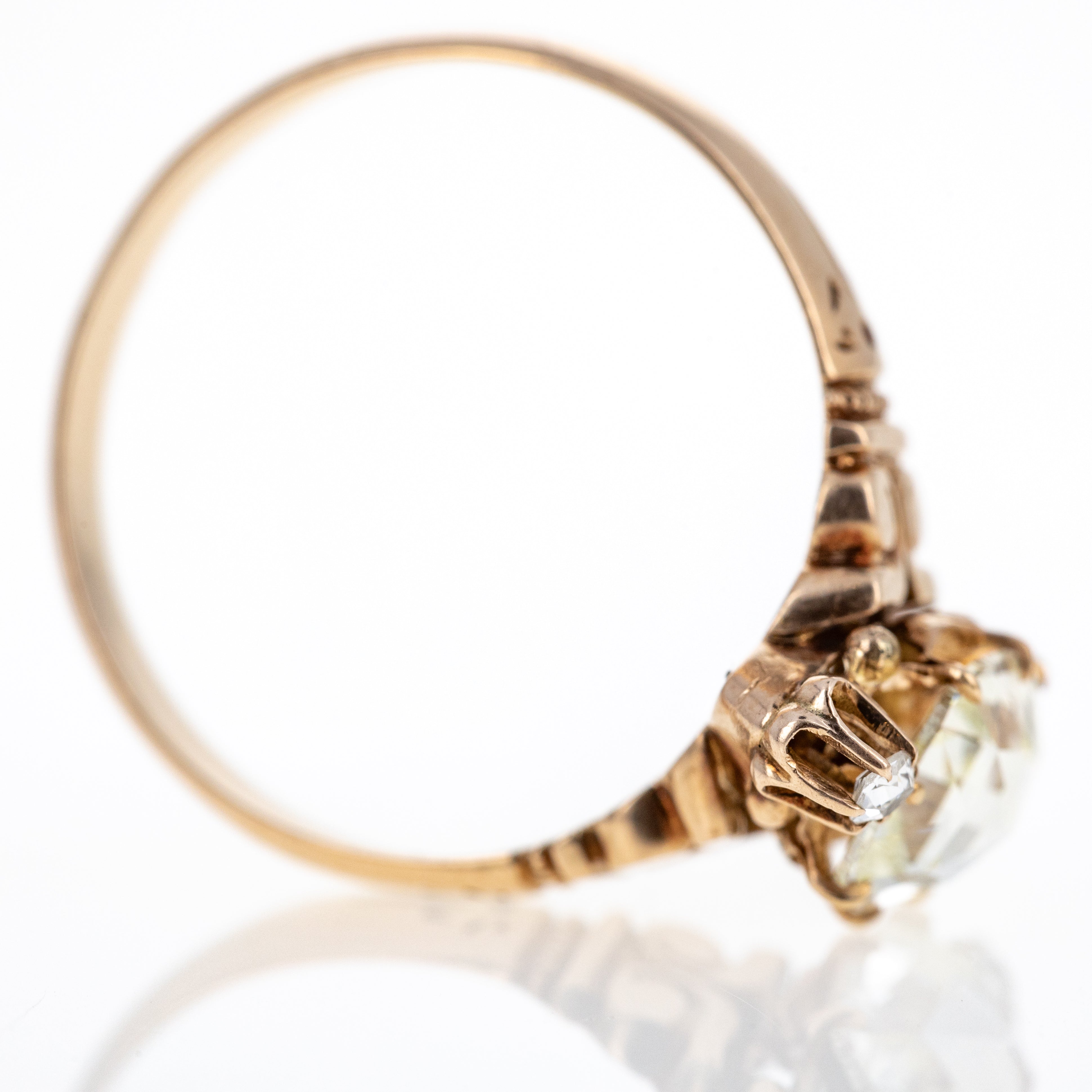 Victorian 10K Rose Gold 1.01 Carat Antique Cushion Rose Cut Diamond Ring - Queen May