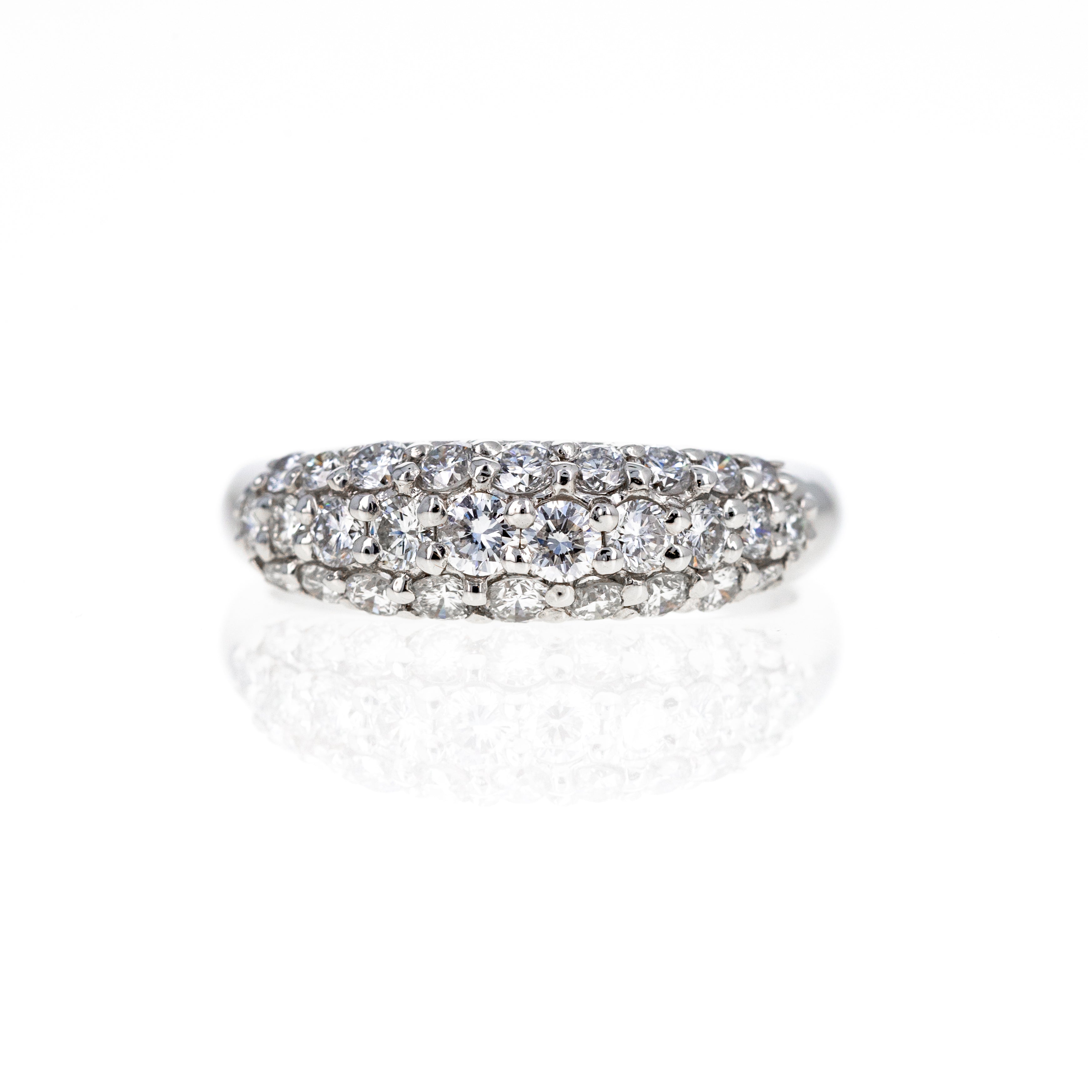 Platinum 1.20 Carat Round Diamond Pave Band - Queen May