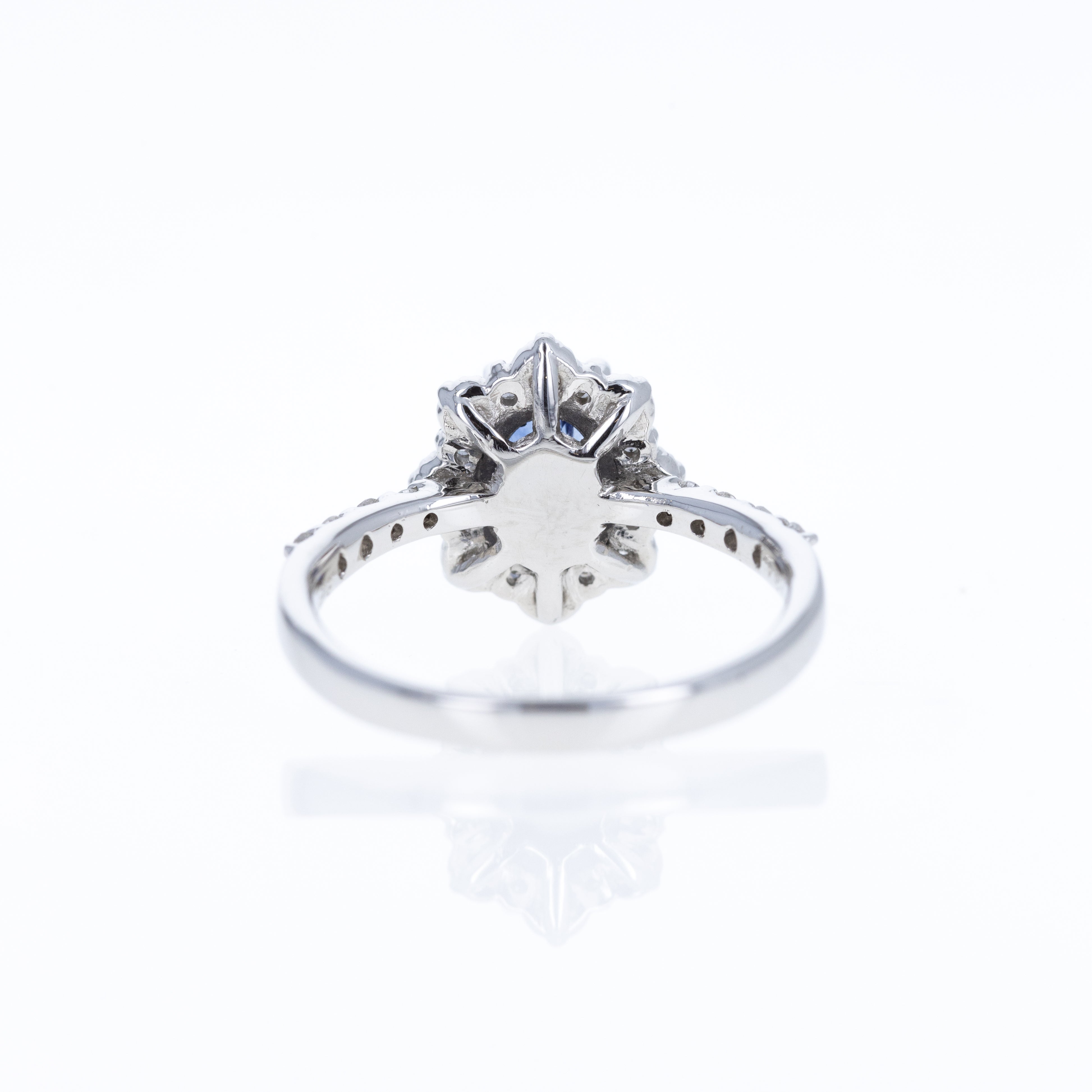 Platinum 1.17 Carat Sapphire Diamond Floral Pave Band - Queen May