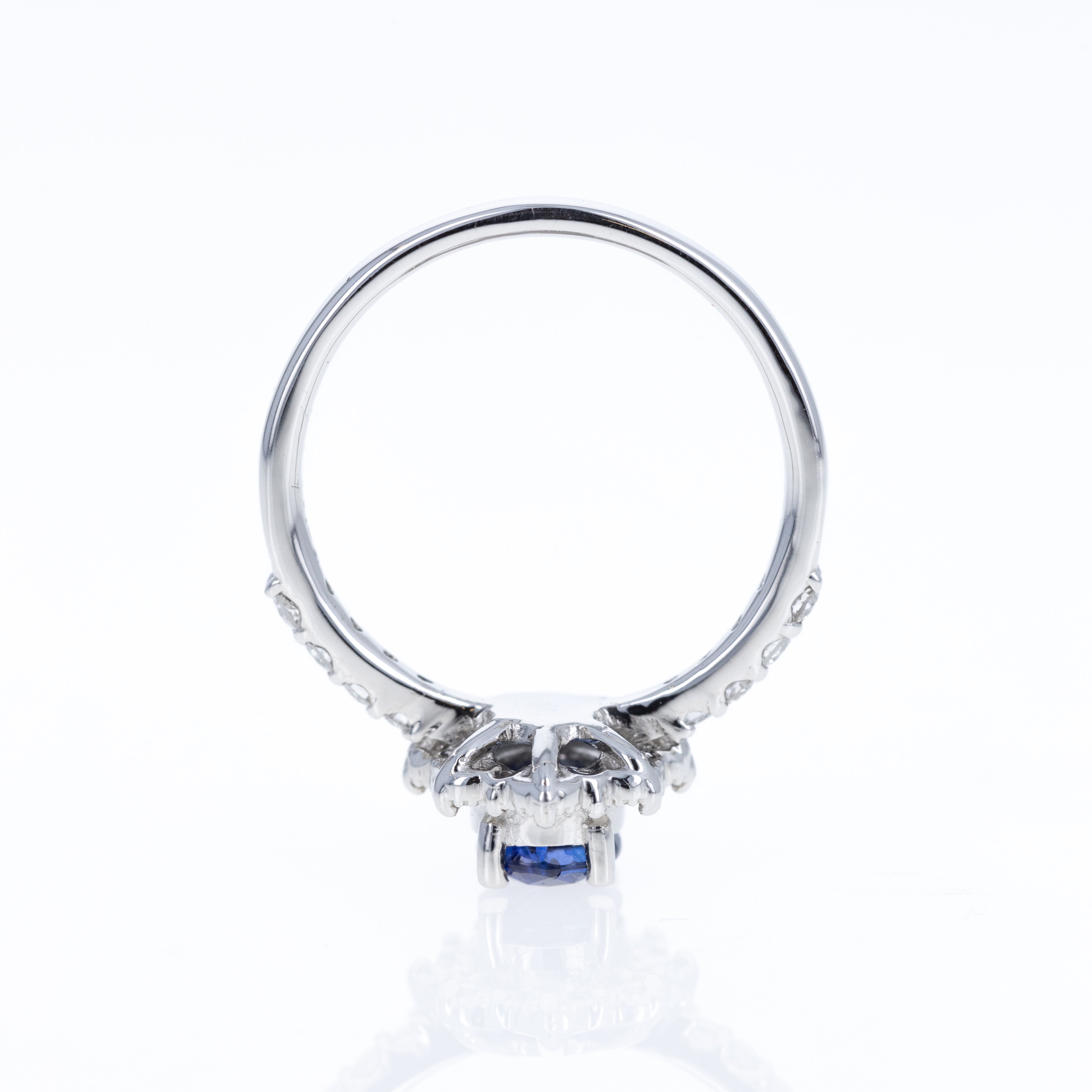 Platinum 1.17 Carat Sapphire Diamond Floral Pave Band - Queen May