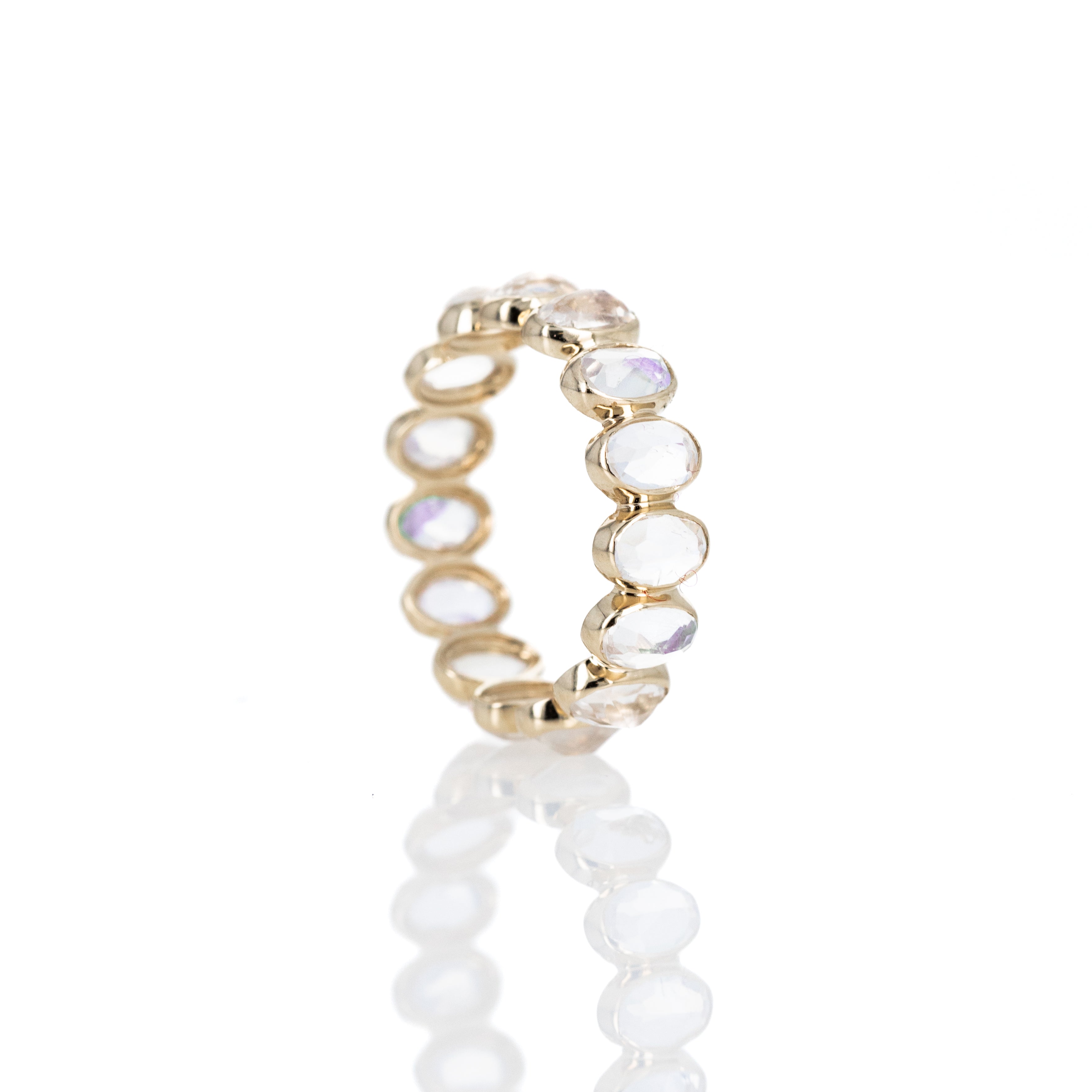 14K Yellow Gold Oval Moonstone Eternity Band - Queen May