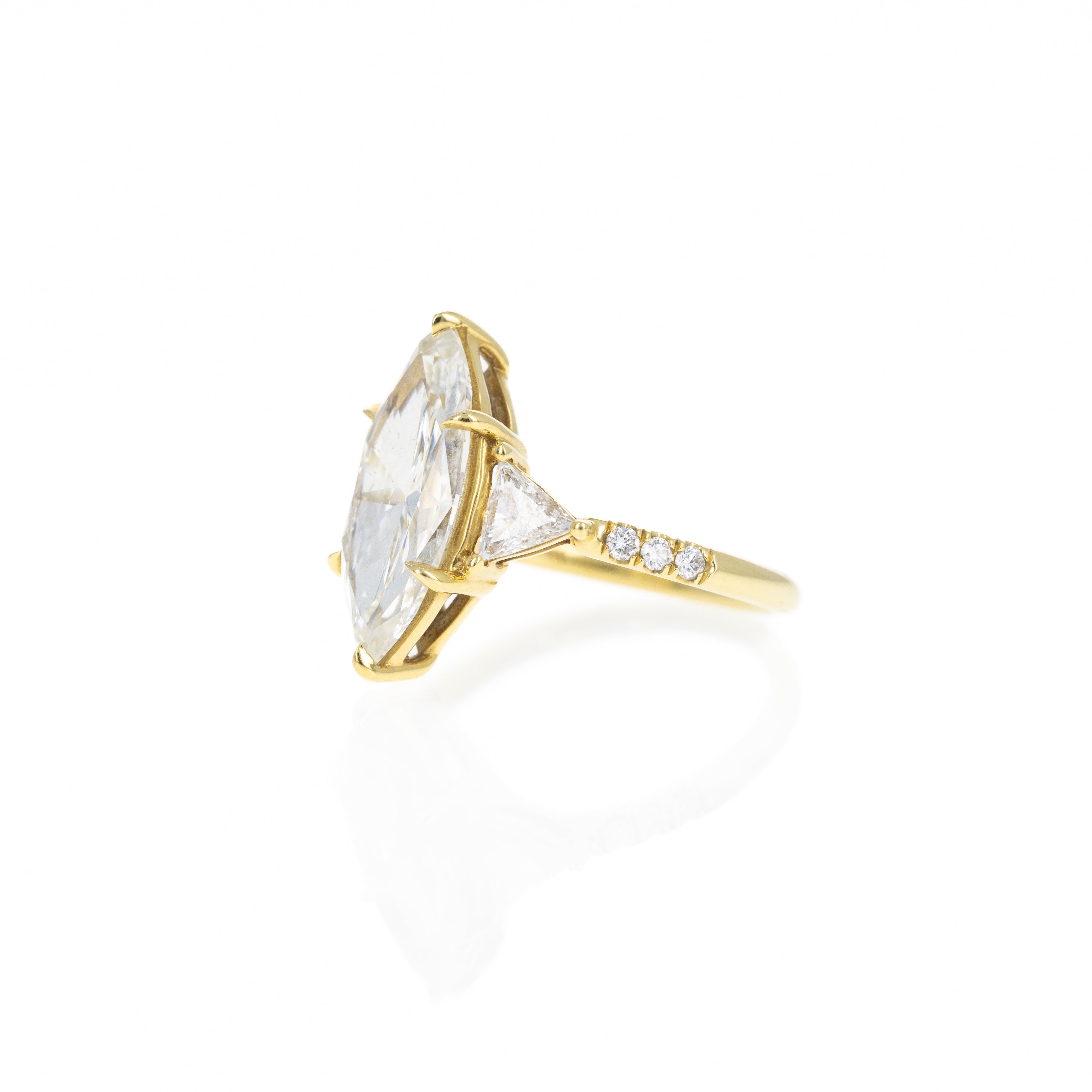 18K Yellow Gold 4.05 Carat Marquise Diamond Engagement Ring GIA Certified - Queen May
