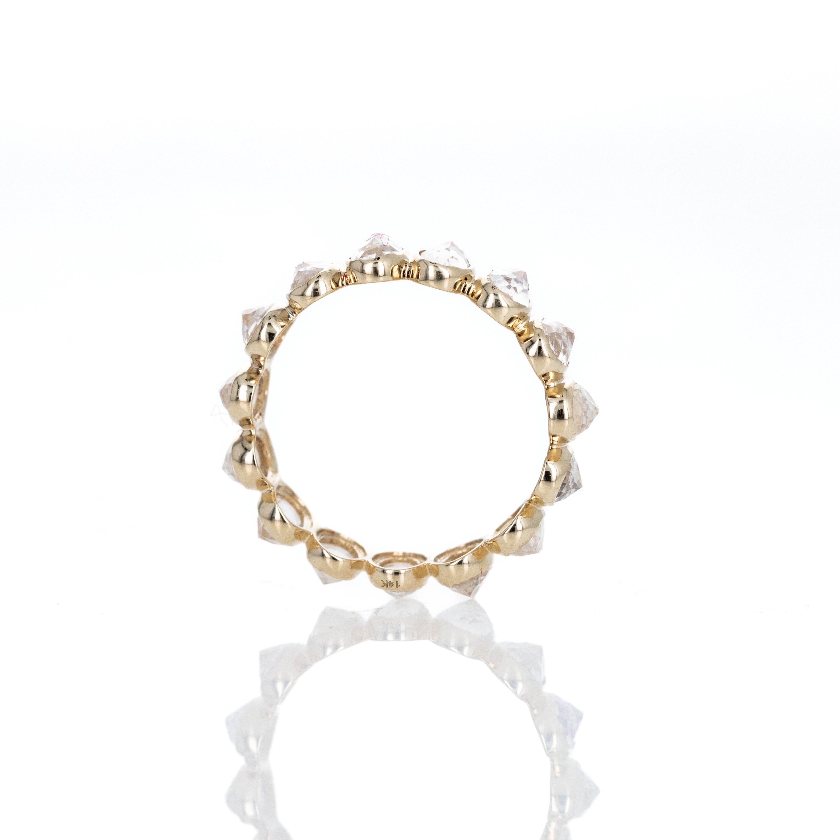 14K Yellow Gold Oval Moonstone Eternity Band - Queen May