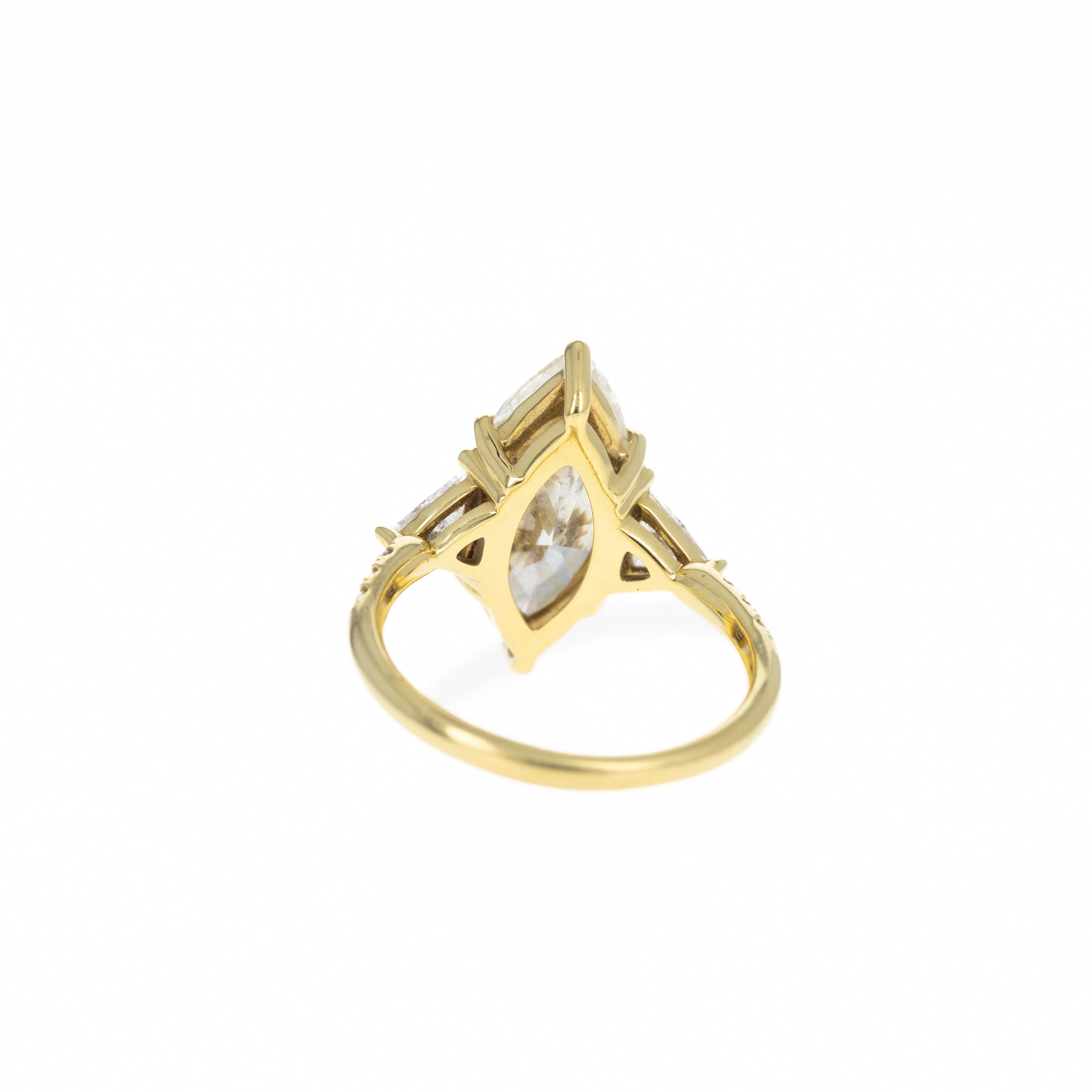 18K Yellow Gold 4.05 Carat Marquise Diamond Engagement Ring GIA Certified - Queen May