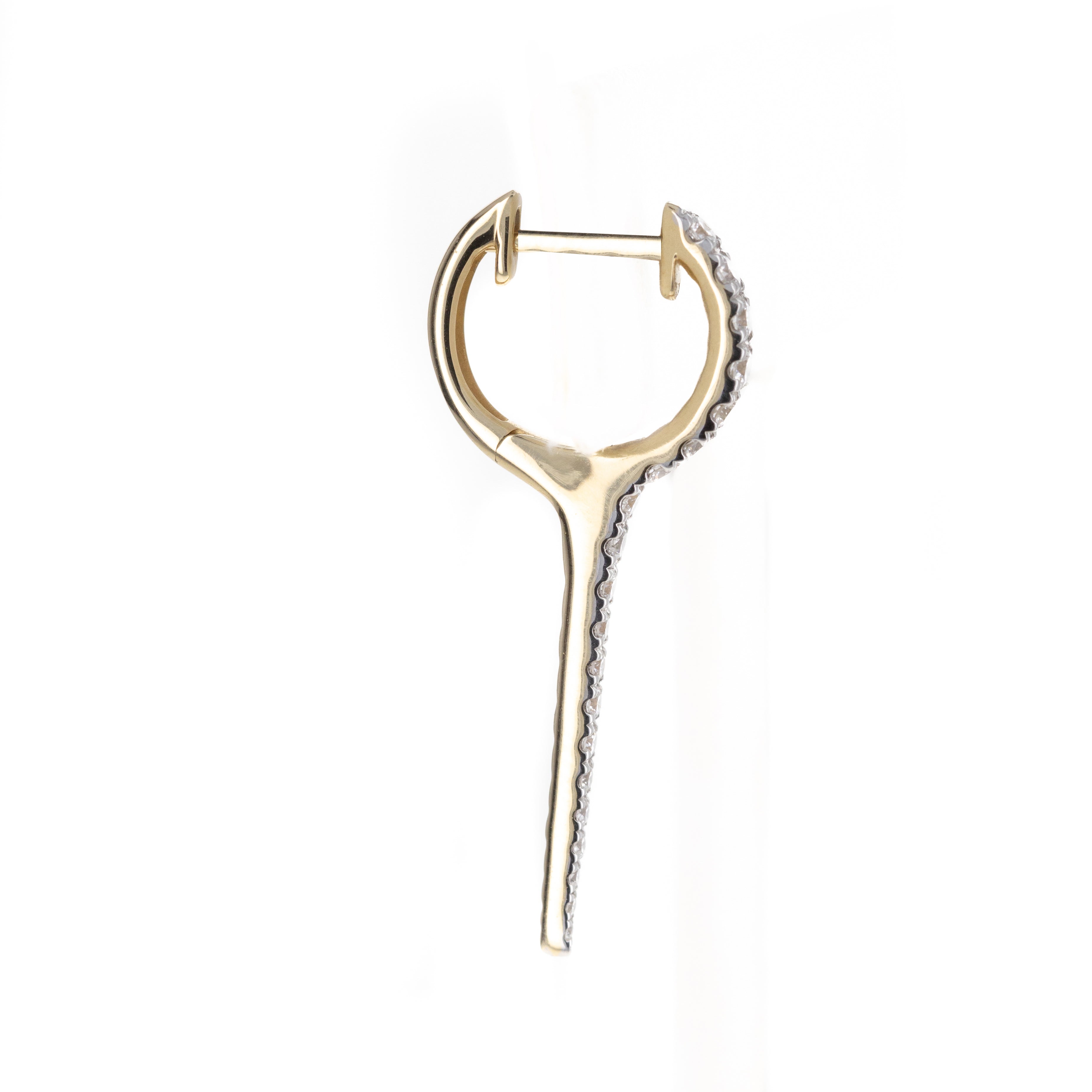 14K Yellow Gold Diamond Dagger Spike Earrings - Queen May