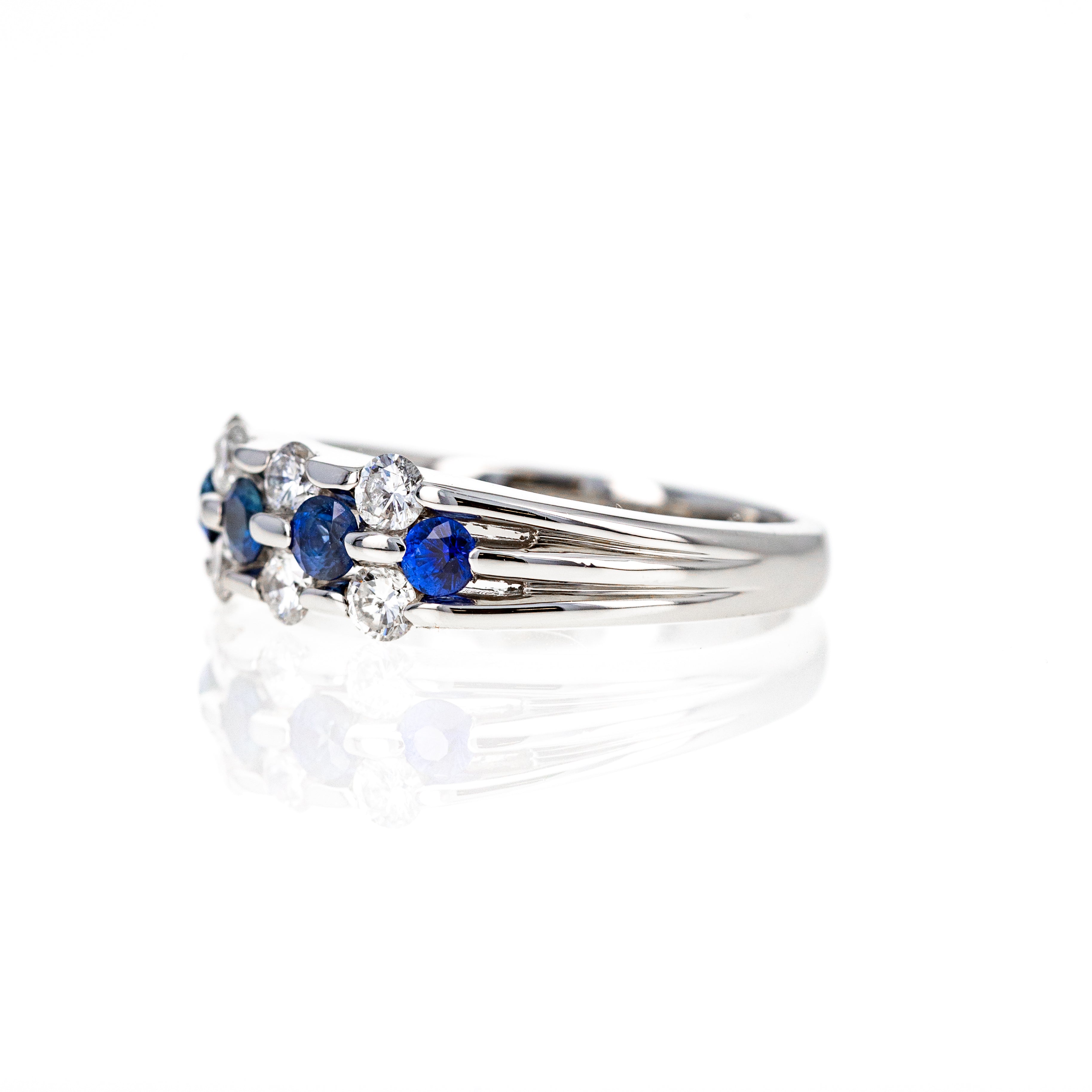 Platinum 0.58 Carat Sapphire Diamond Station Band - Queen May