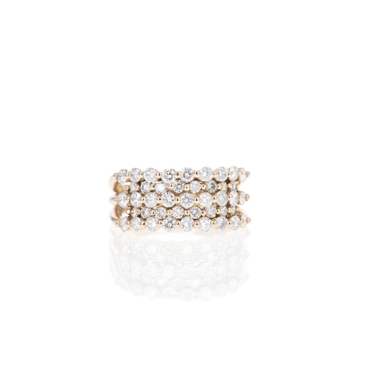 18K Rose Gold 1.51 Carat Diamond 5 Row Pave Band - Queen May