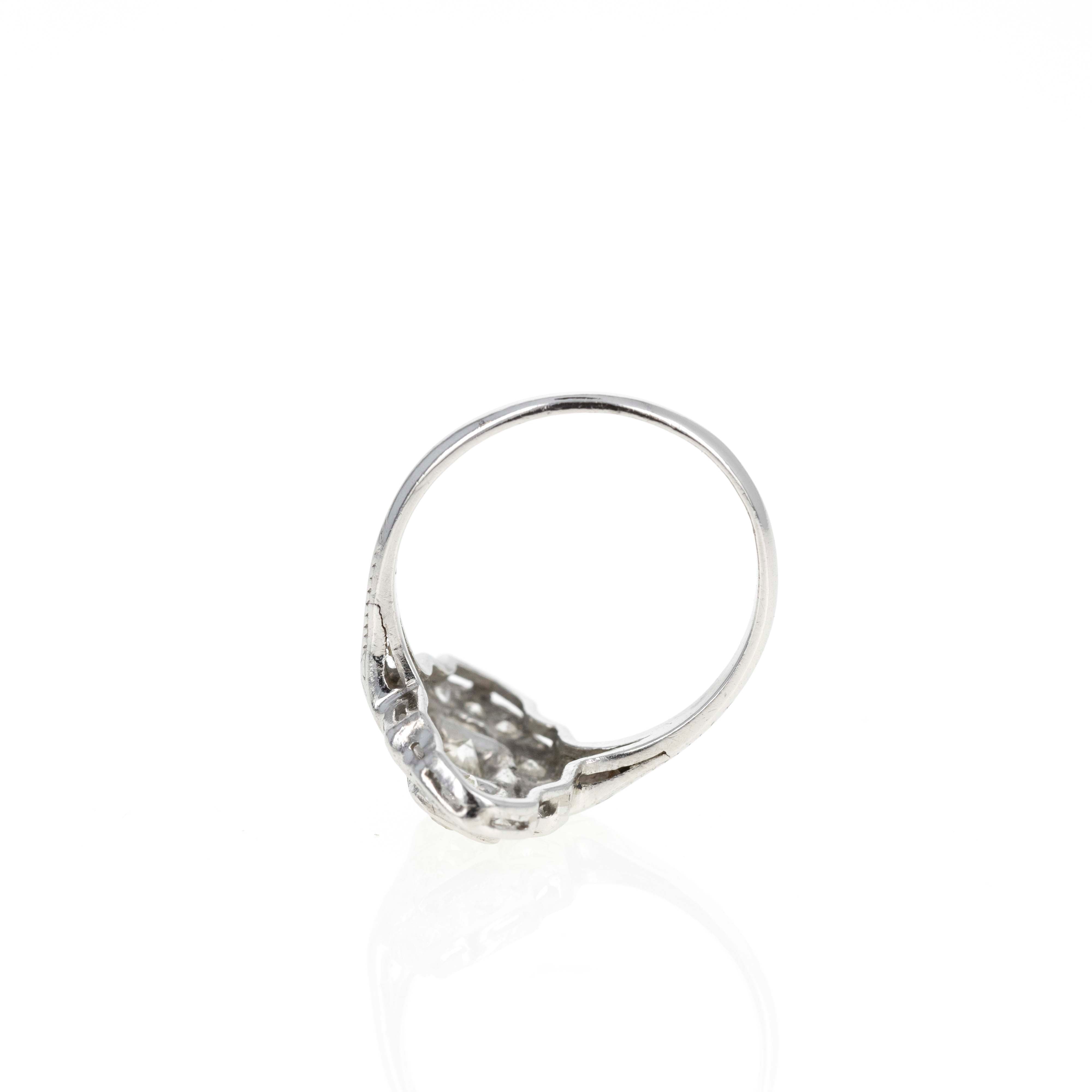 Art Deco Platinum 0.50 Carat Old European Diamond Shield Ring - Queen May