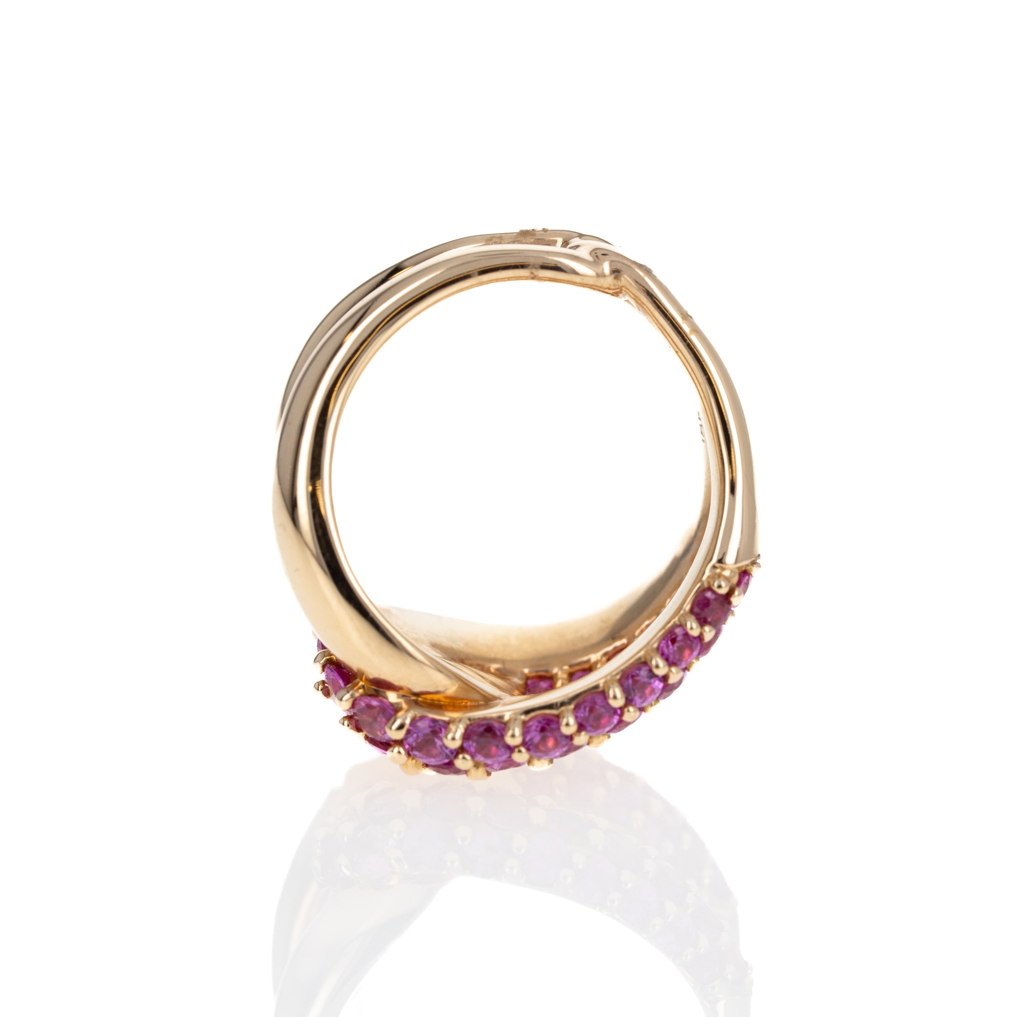 18K Rose Gold 3.12 Carat Total Weight Natural Pink Sapphire Intertwine Ring - Queen May