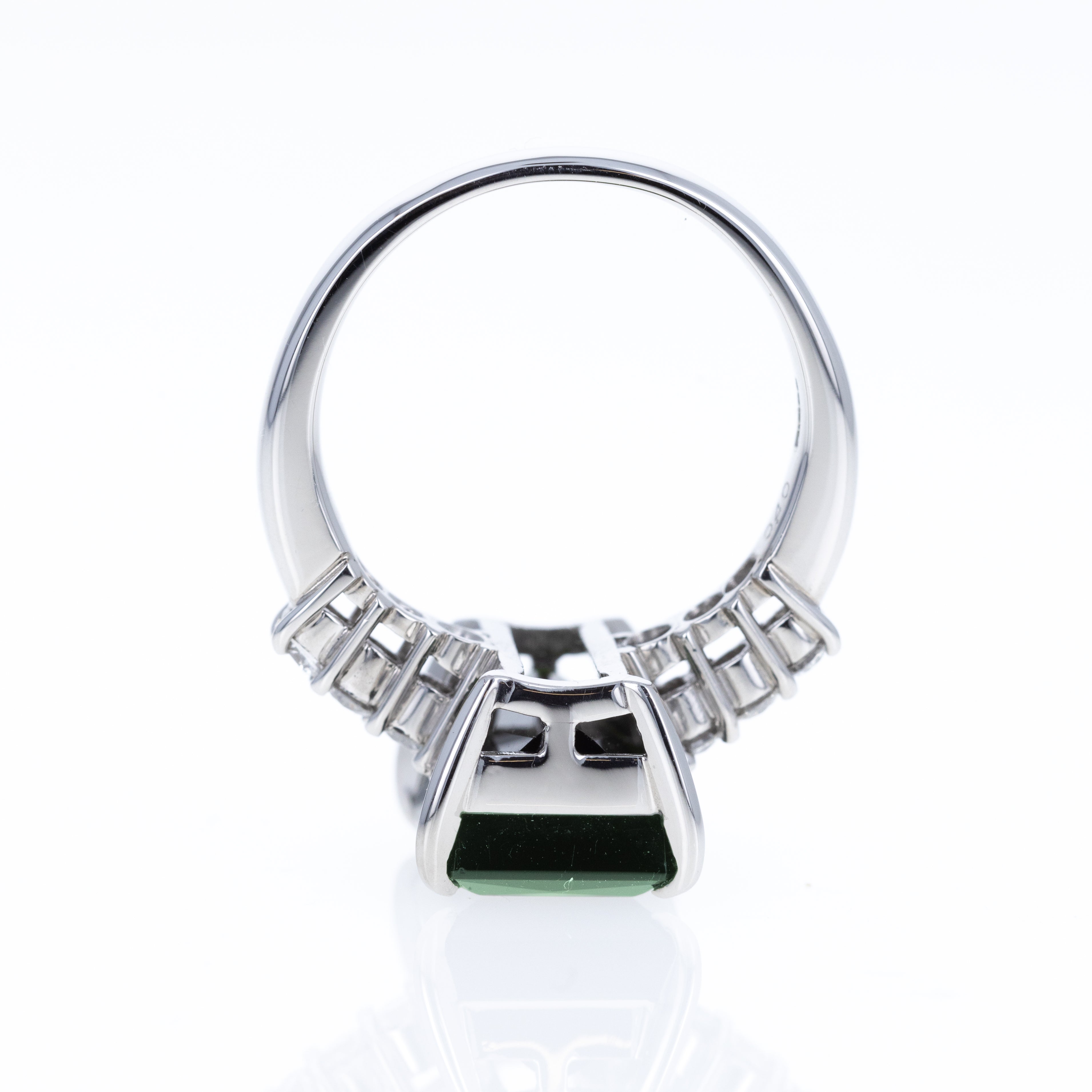 Platinum 7.52 Carat Green Tourmaline Diamond Ring - Queen May