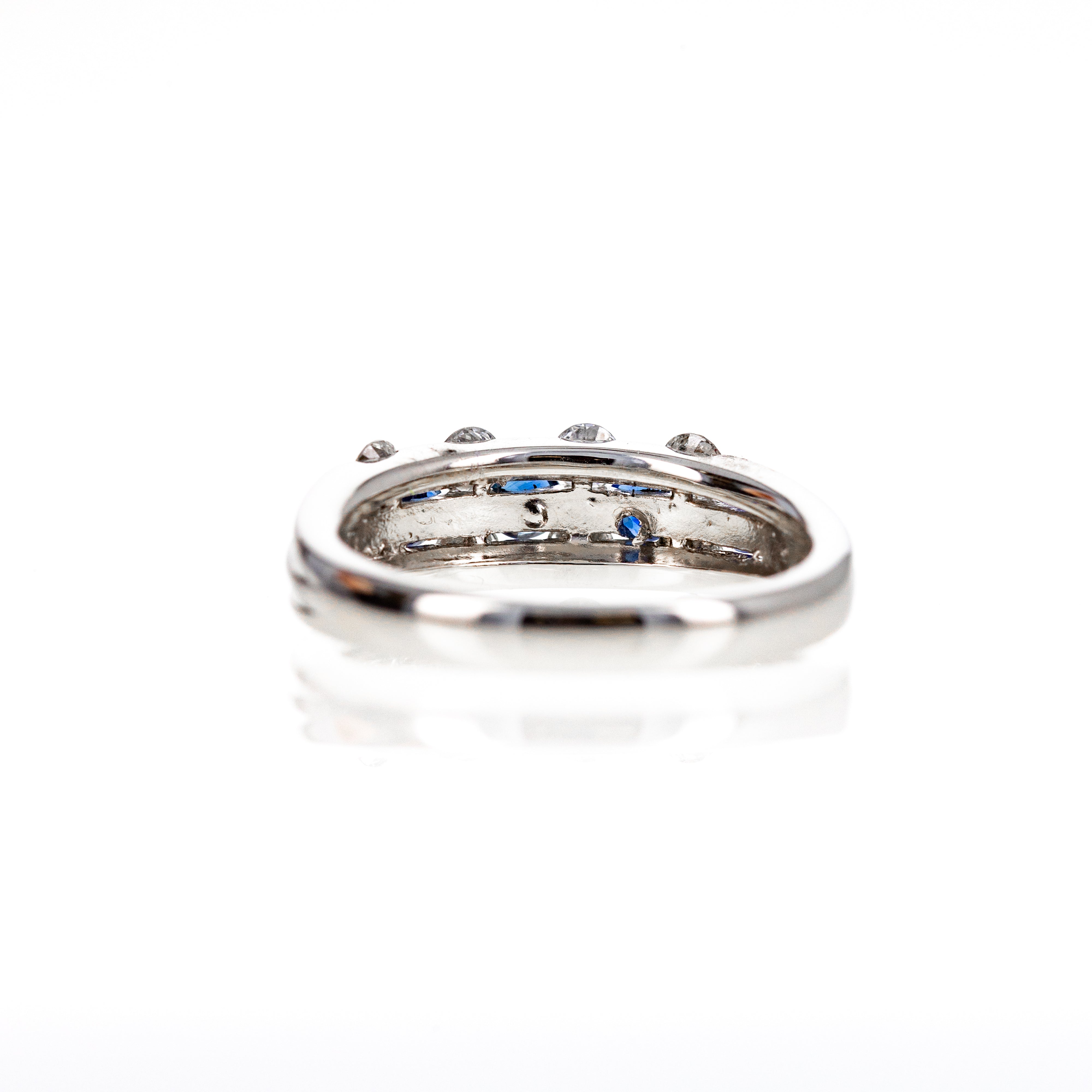 Platinum 0.58 Carat Sapphire Diamond Station Band - Queen May