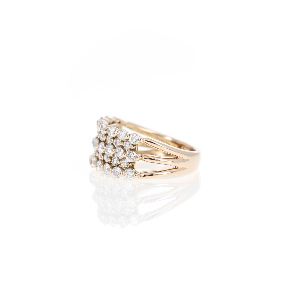 18K Rose Gold 1.51 Carat Diamond 5 Row Pave Band - Queen May