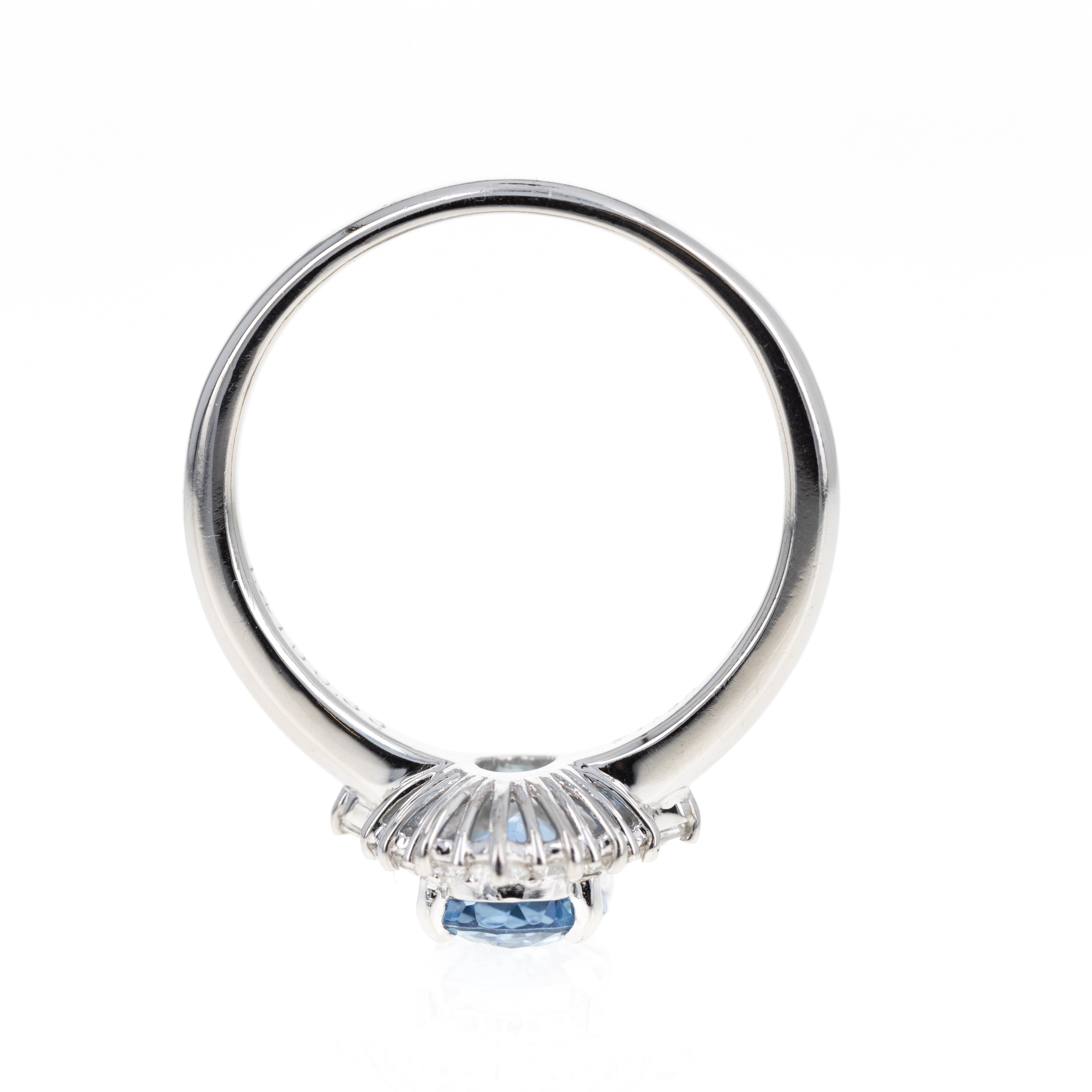 Platinum 1.41 Carat Aquamarine Diamond Halo Ring - Queen May