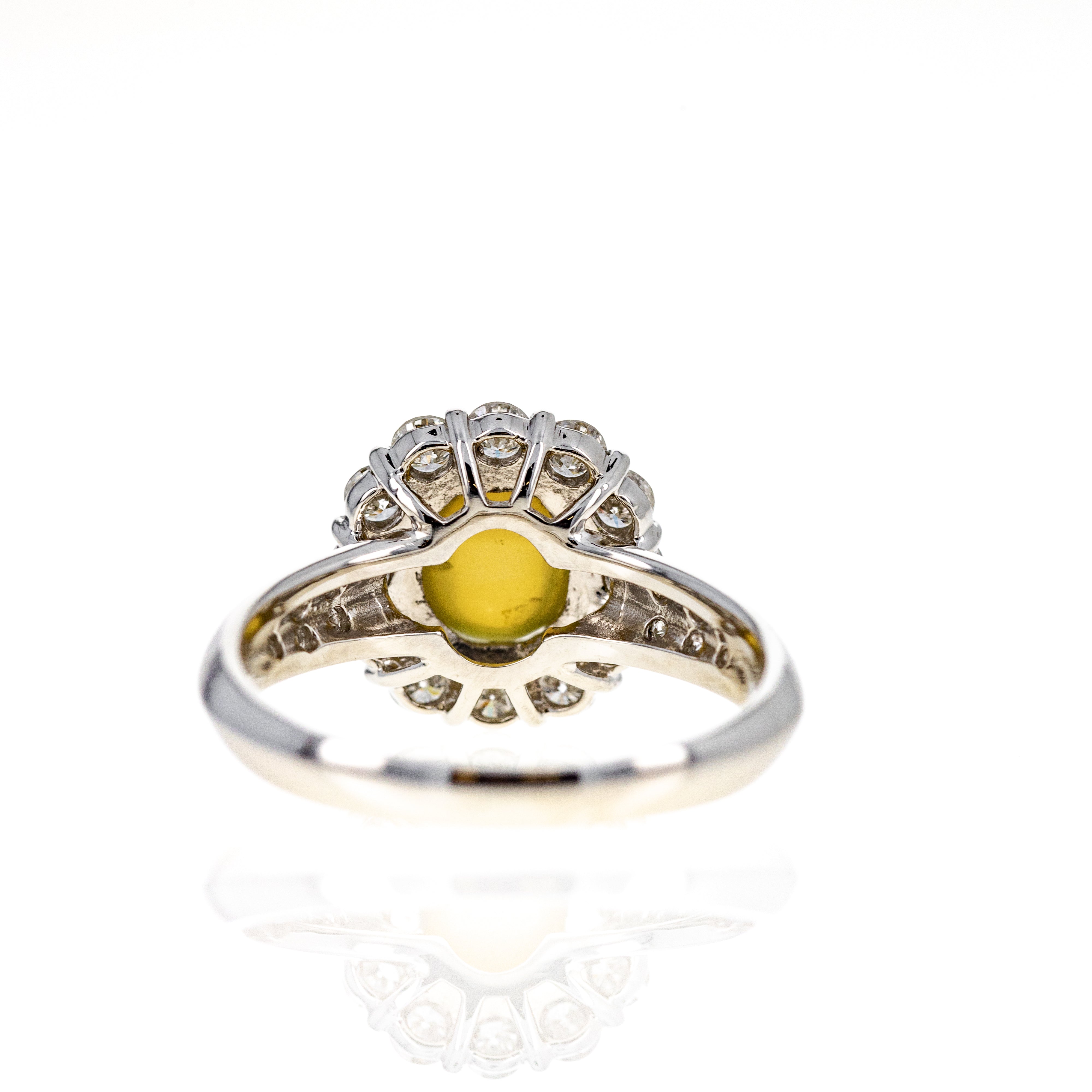 Platinum 2 Carat Cats Eye Chrysoberyl Diamond Halo Ring - Queen May