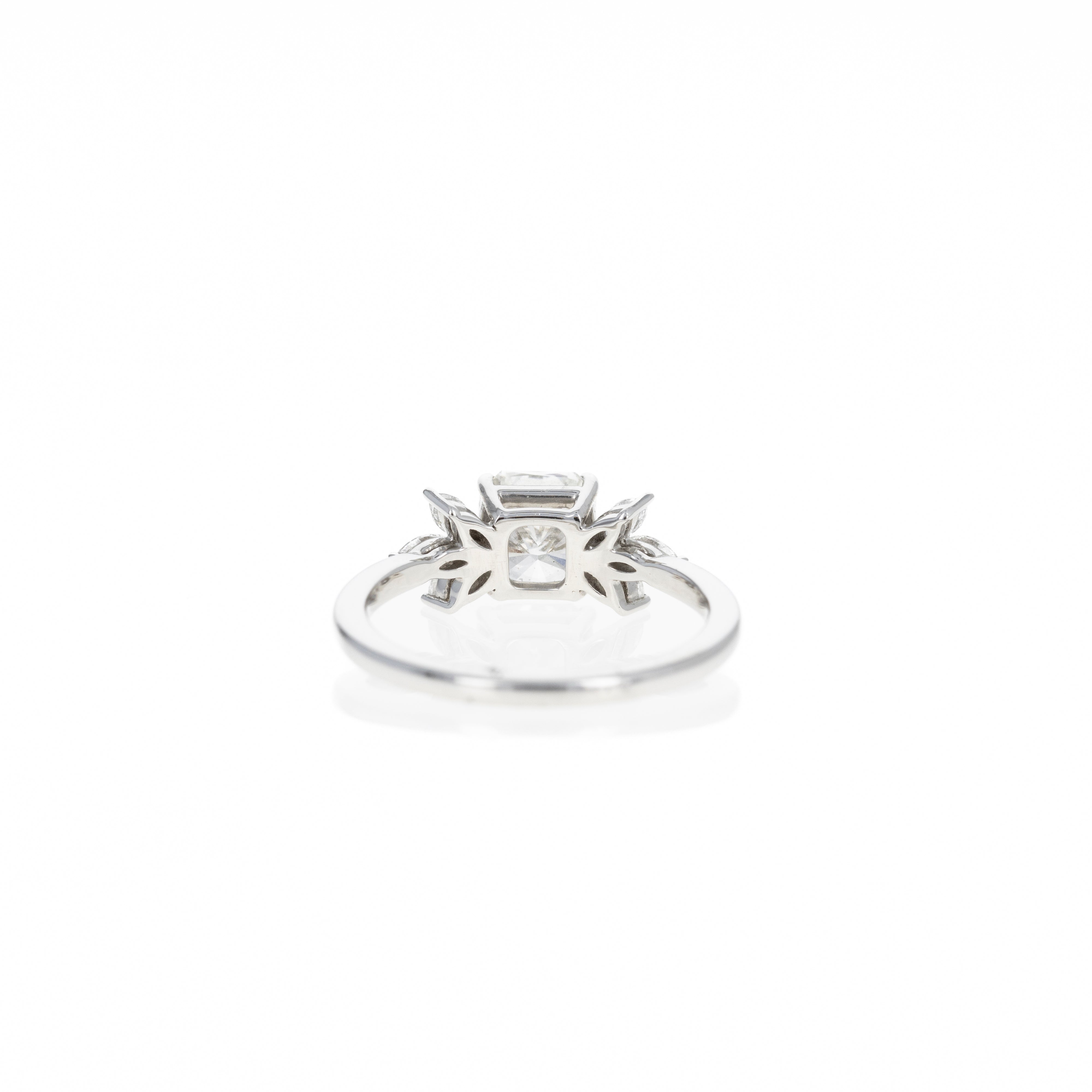 1.50 Carat Radiant Diamond Floral Marquise Engagement Ring in Platinum - Queen May