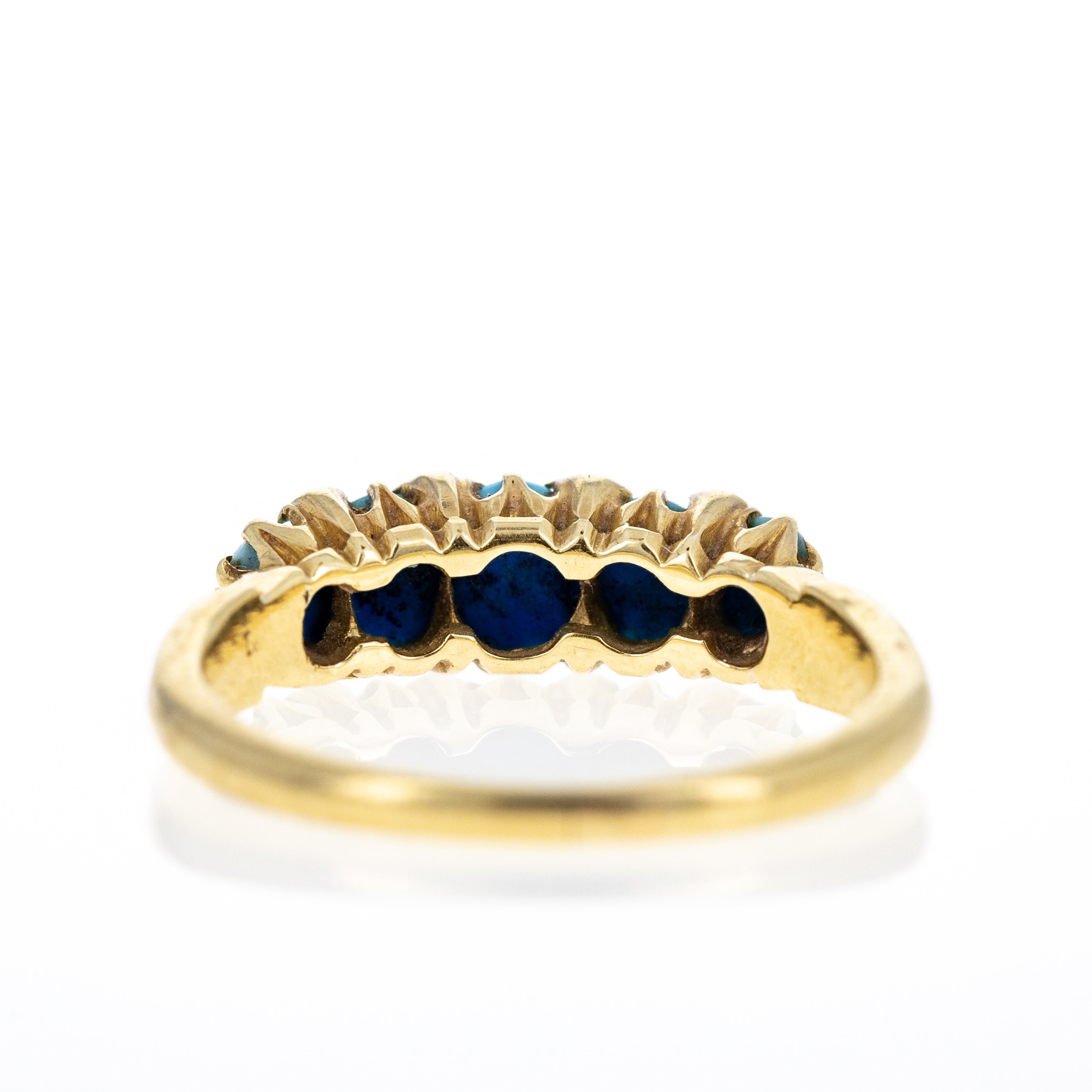 Victorian 18K Yellow Gold 1 Carat Turquoise Rose Cut Diamond Ring - Queen May