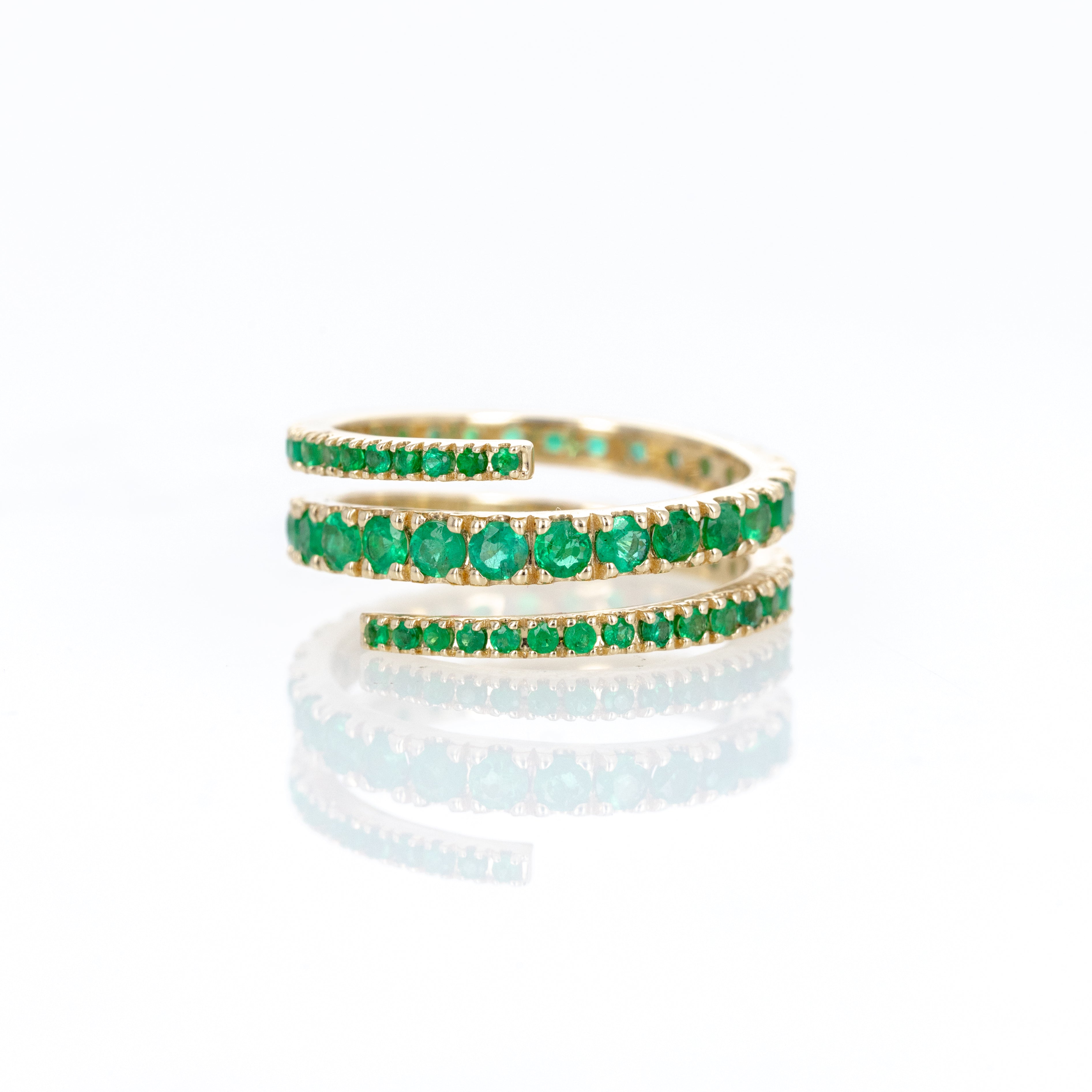 14K Yellow Gold Emerald Eternity Wrap Ring - Queen May