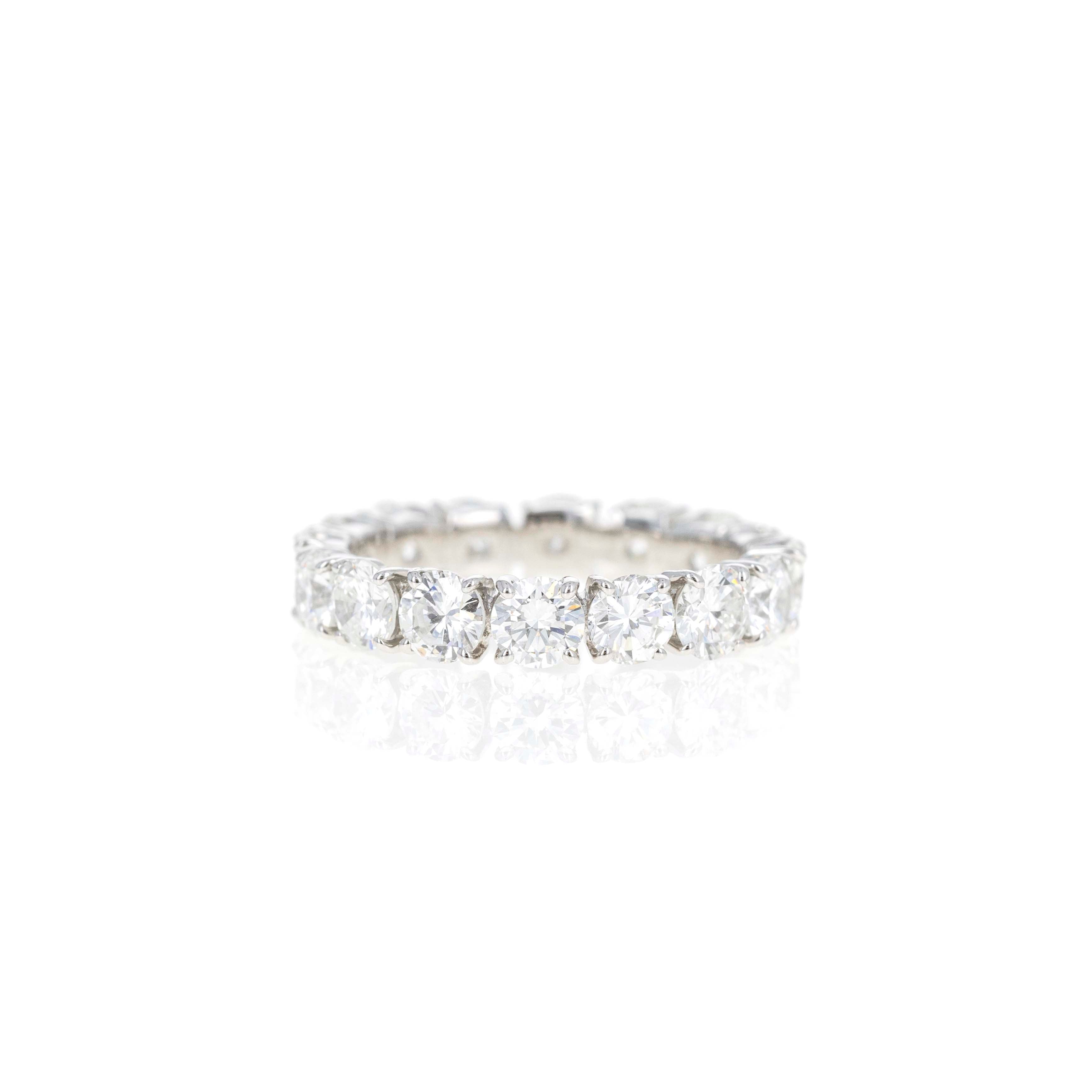 Platinum 3.45 Carat Round Diamond Floating Eternity Band - Queen May