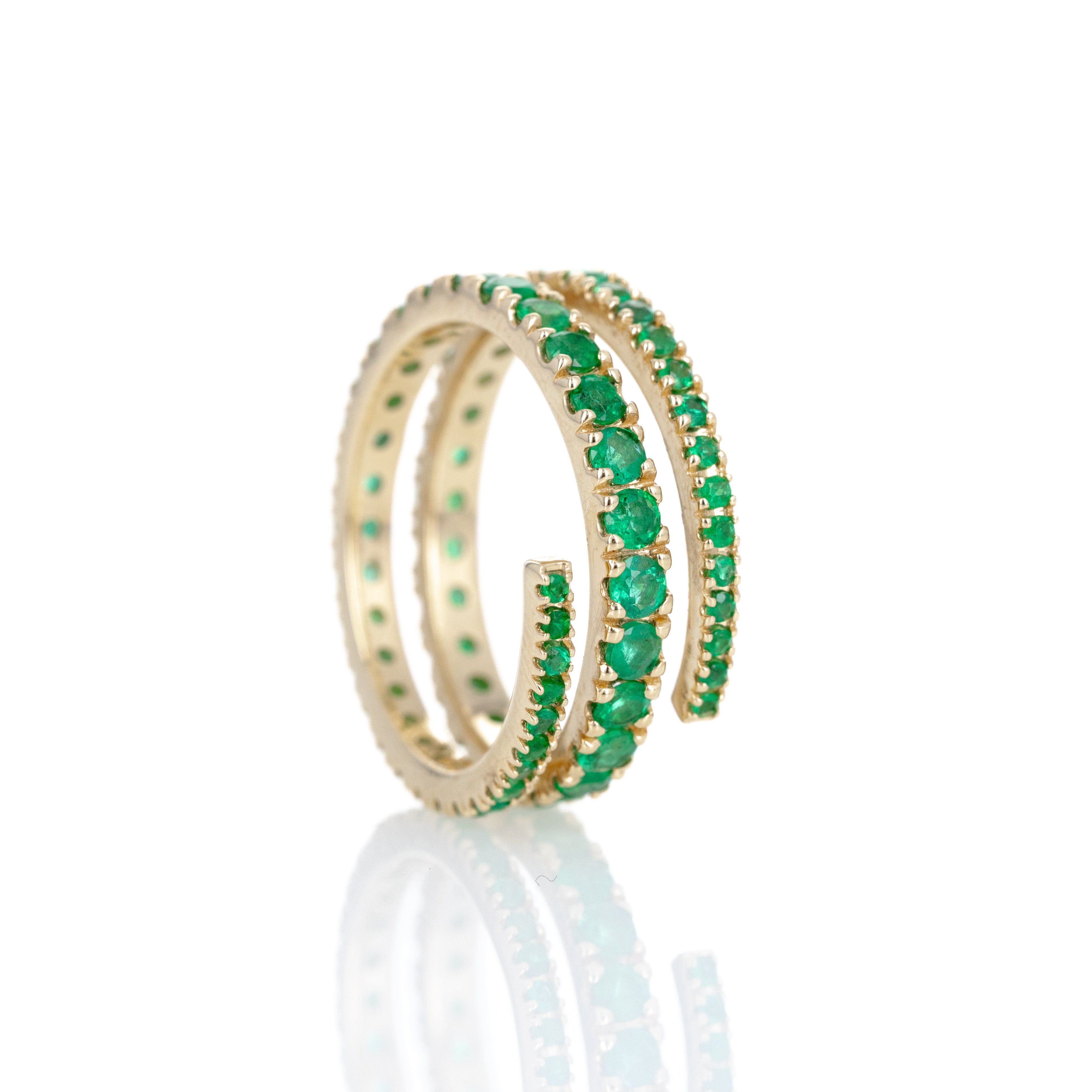 14K Yellow Gold Emerald Eternity Wrap Ring - Queen May