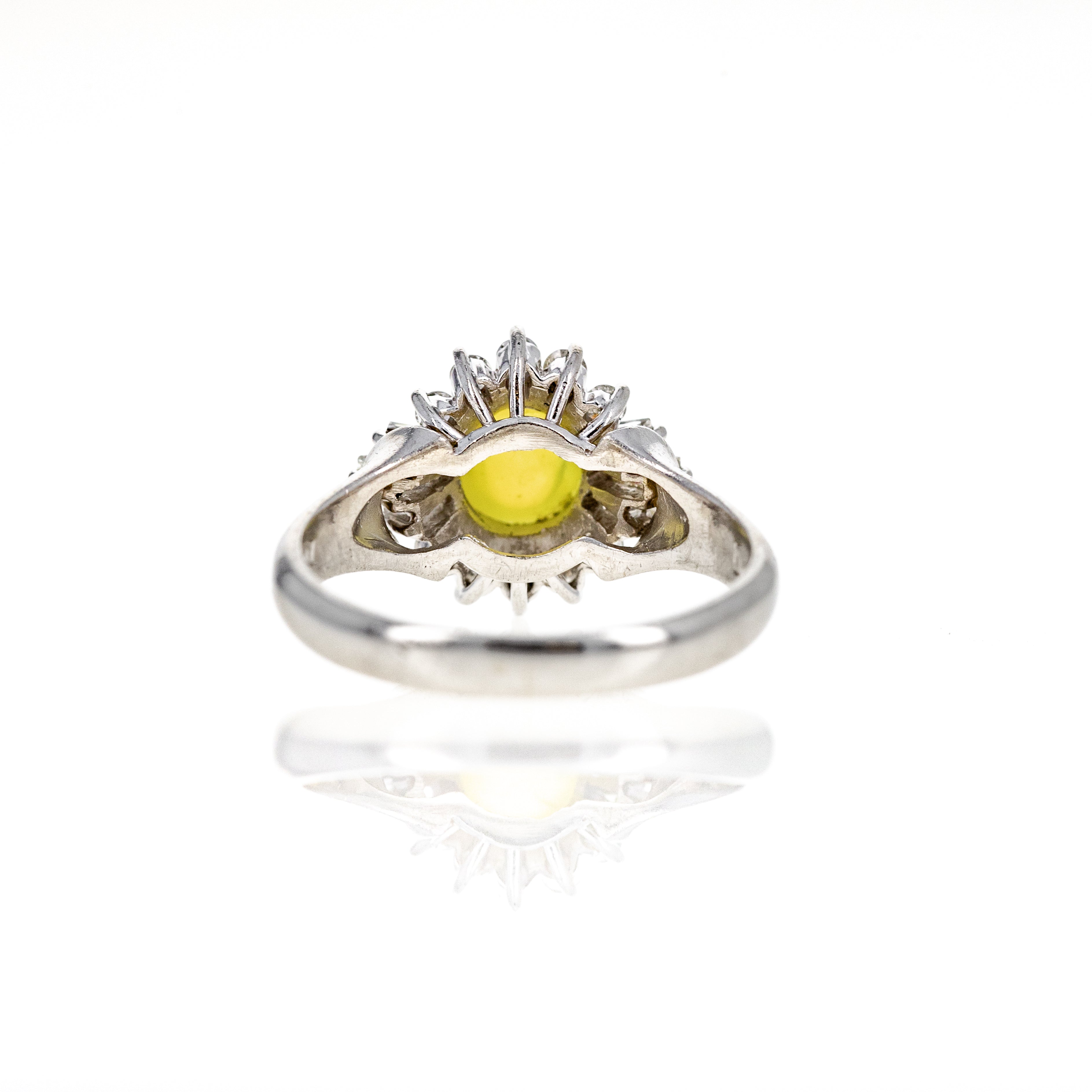 Platinum 1.57 Carat Cats Eye Chrysoberyl Diamond Halo Ring - Queen May