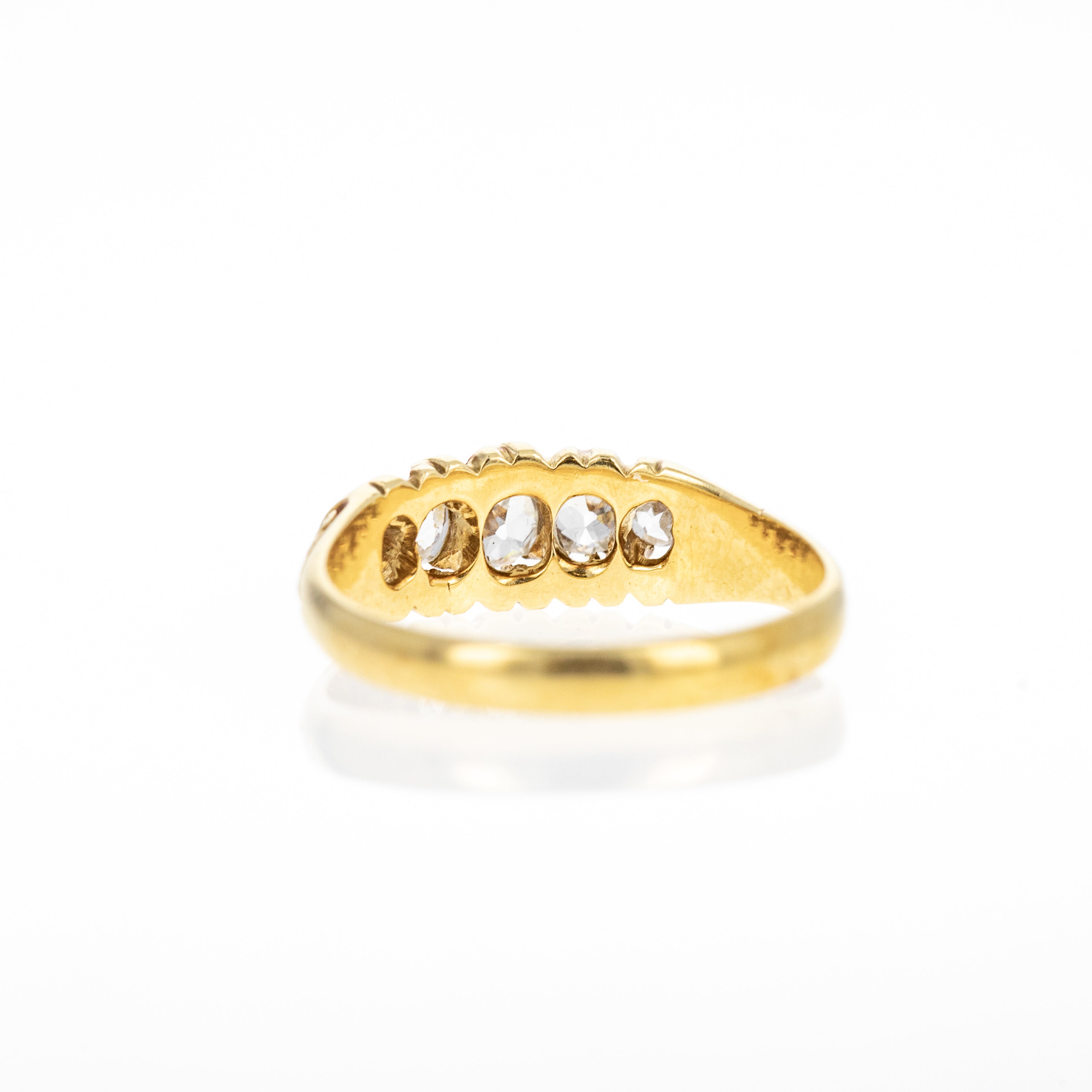 Victorian 18K Yellow Gold 0.50 Carat Old Mine Cut Diamond Five Stone Ring - Queen May