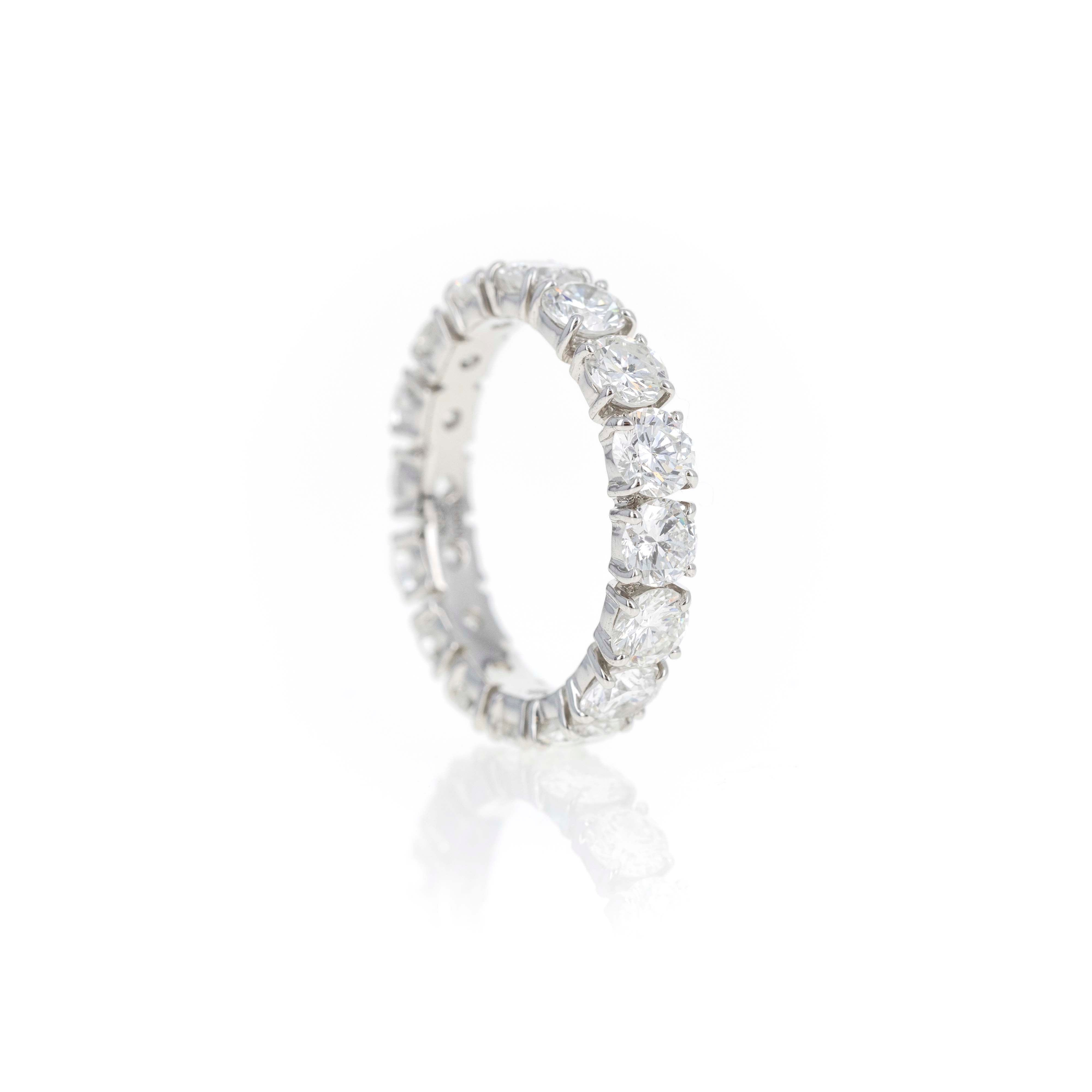 Platinum 3.45 Carat Round Diamond Floating Eternity Band - Queen May