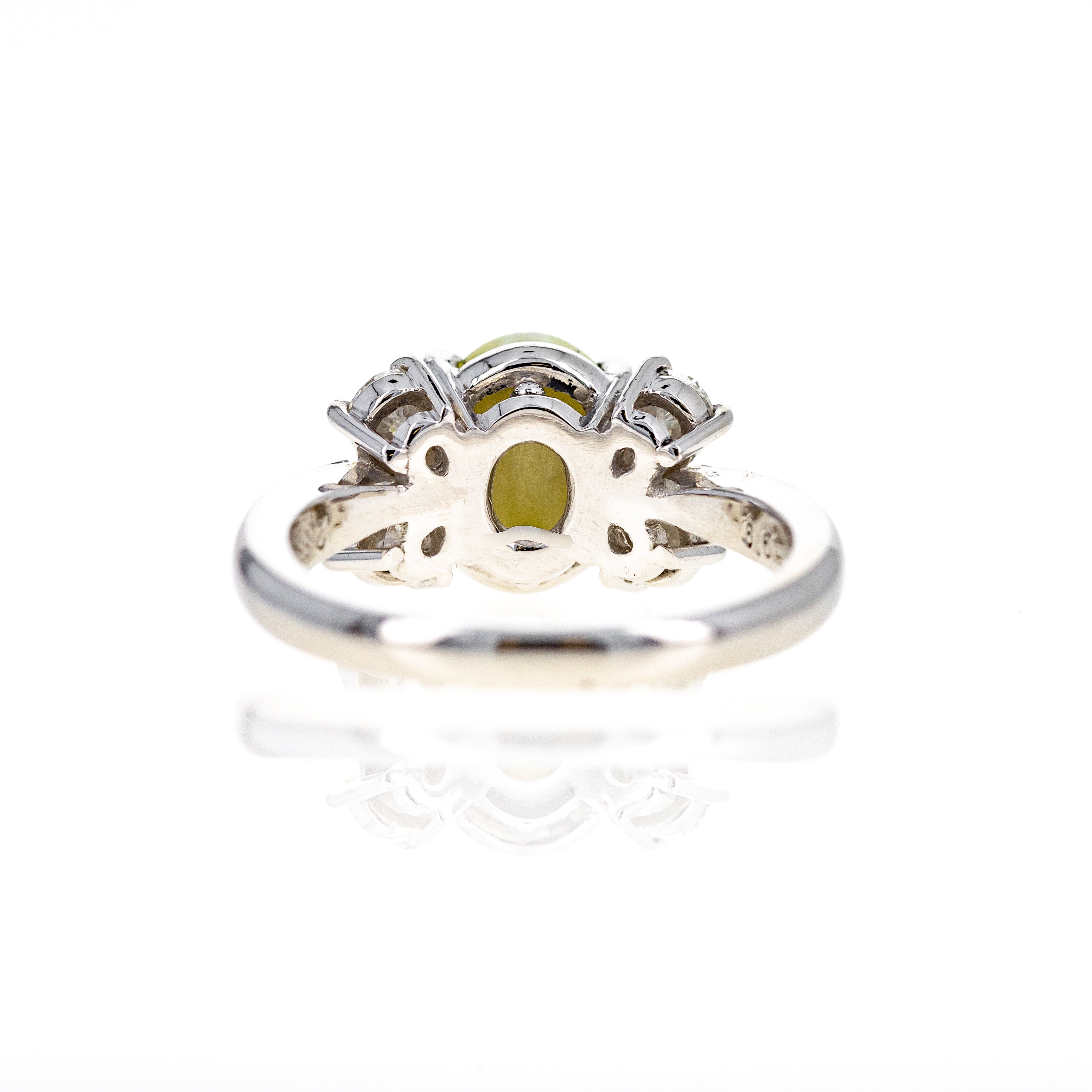 Platinum 2.88 Carat Cats Eye Chrysoberyl Diamond Ring - Queen May