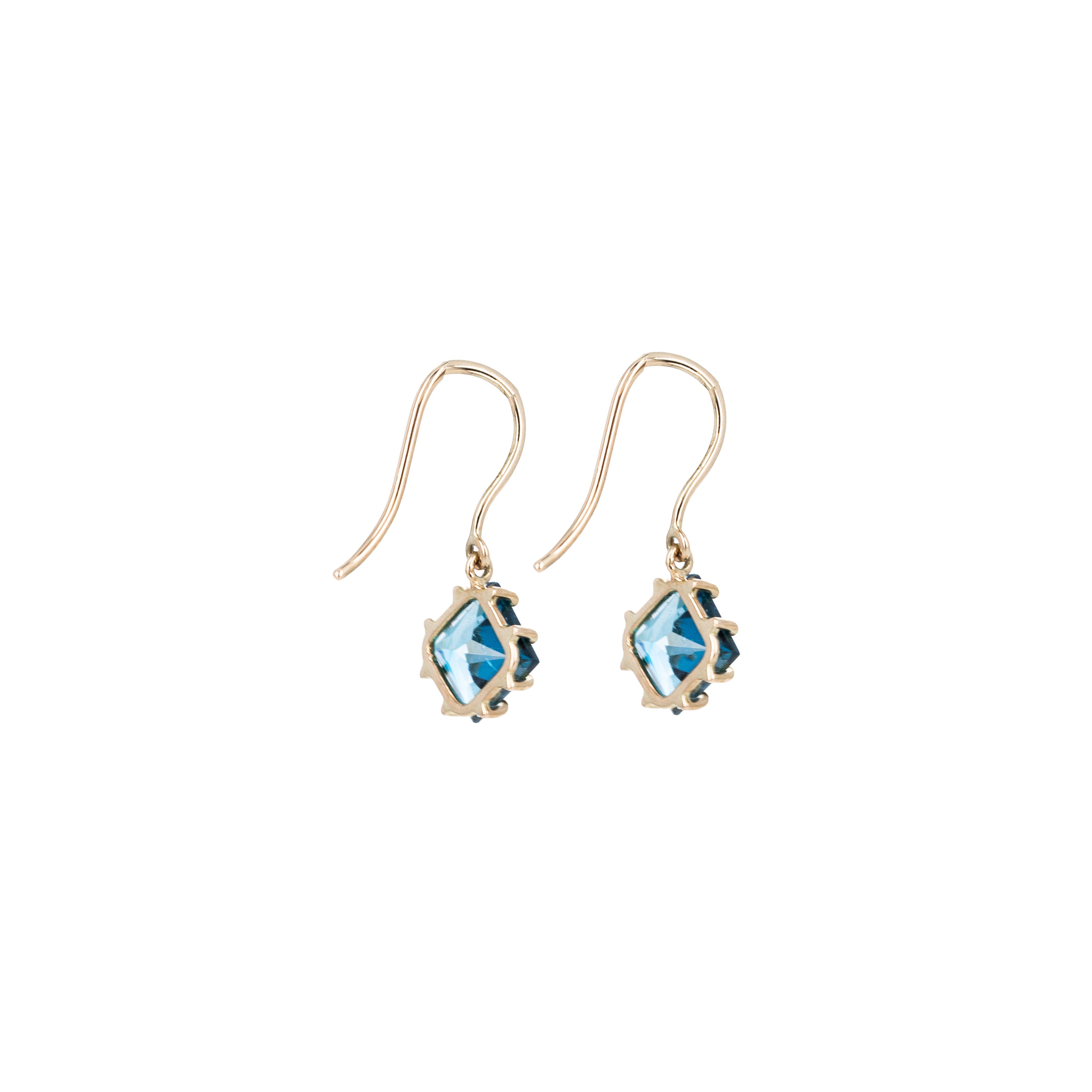 14K Yellow Gold 2.36 Carat London Blue Topaz Drop Earrings - Queen May