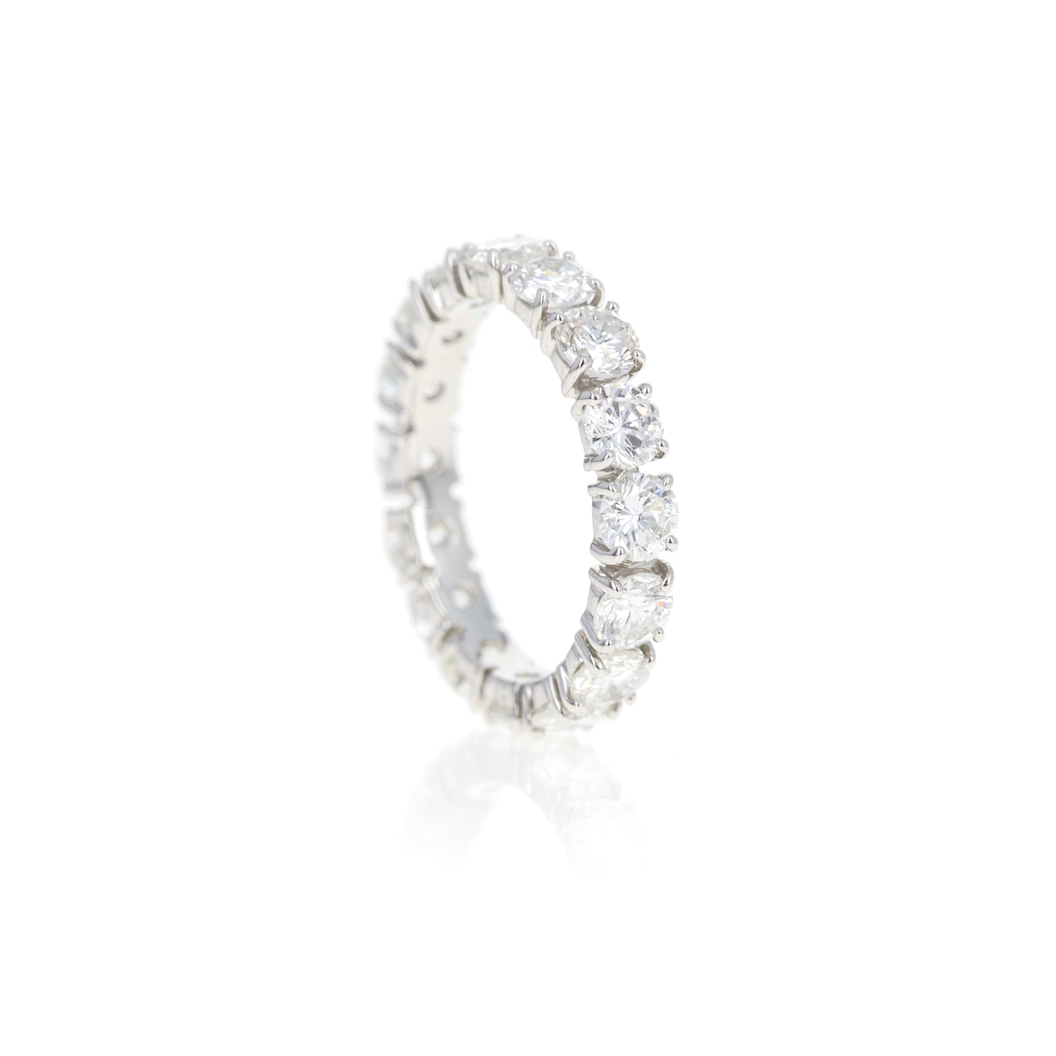 Platinum 3.40 Carat Round Diamond Floating Eternity Band - Queen May