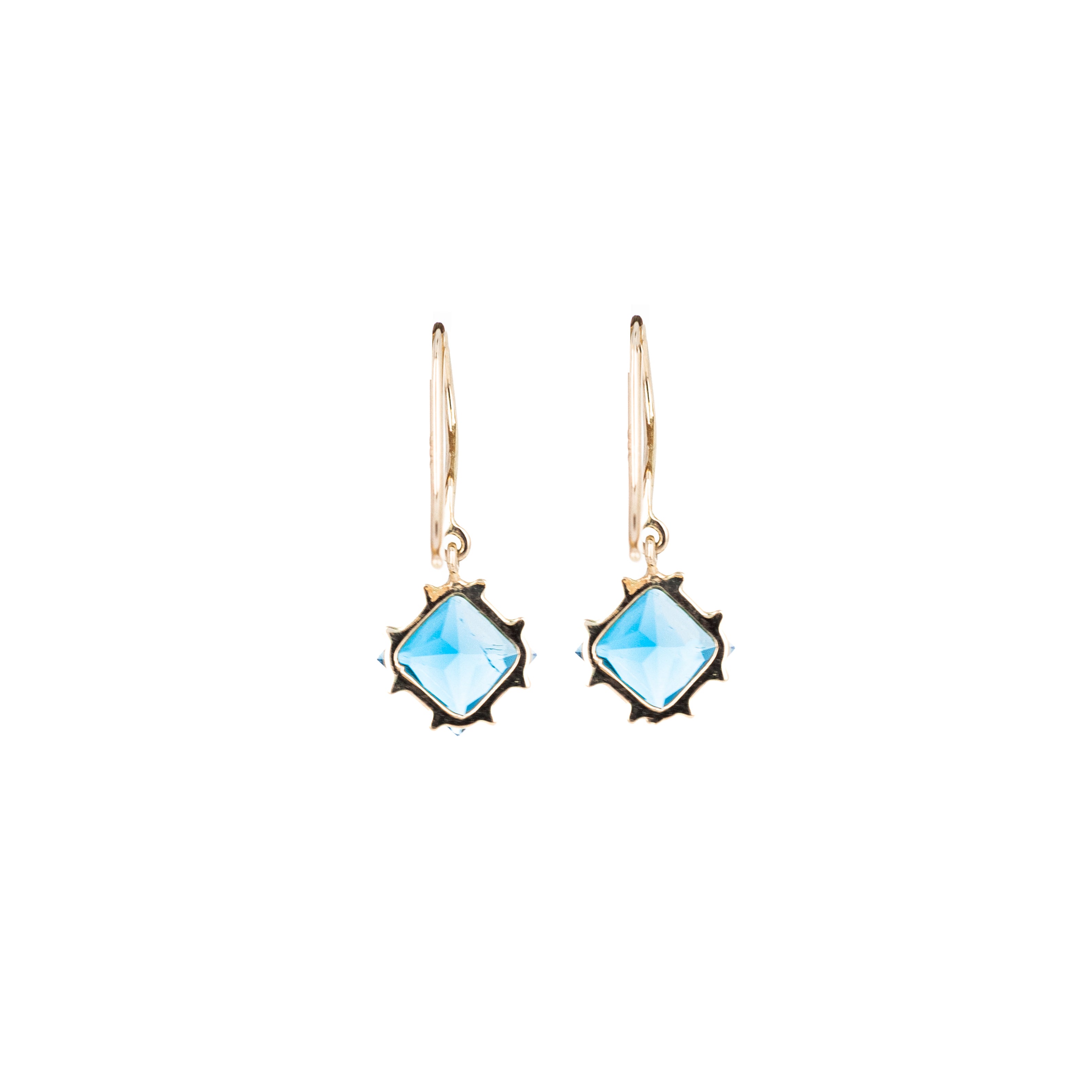 14K Yellow Gold 2.36 Carat London Blue Topaz Drop Earrings - Queen May