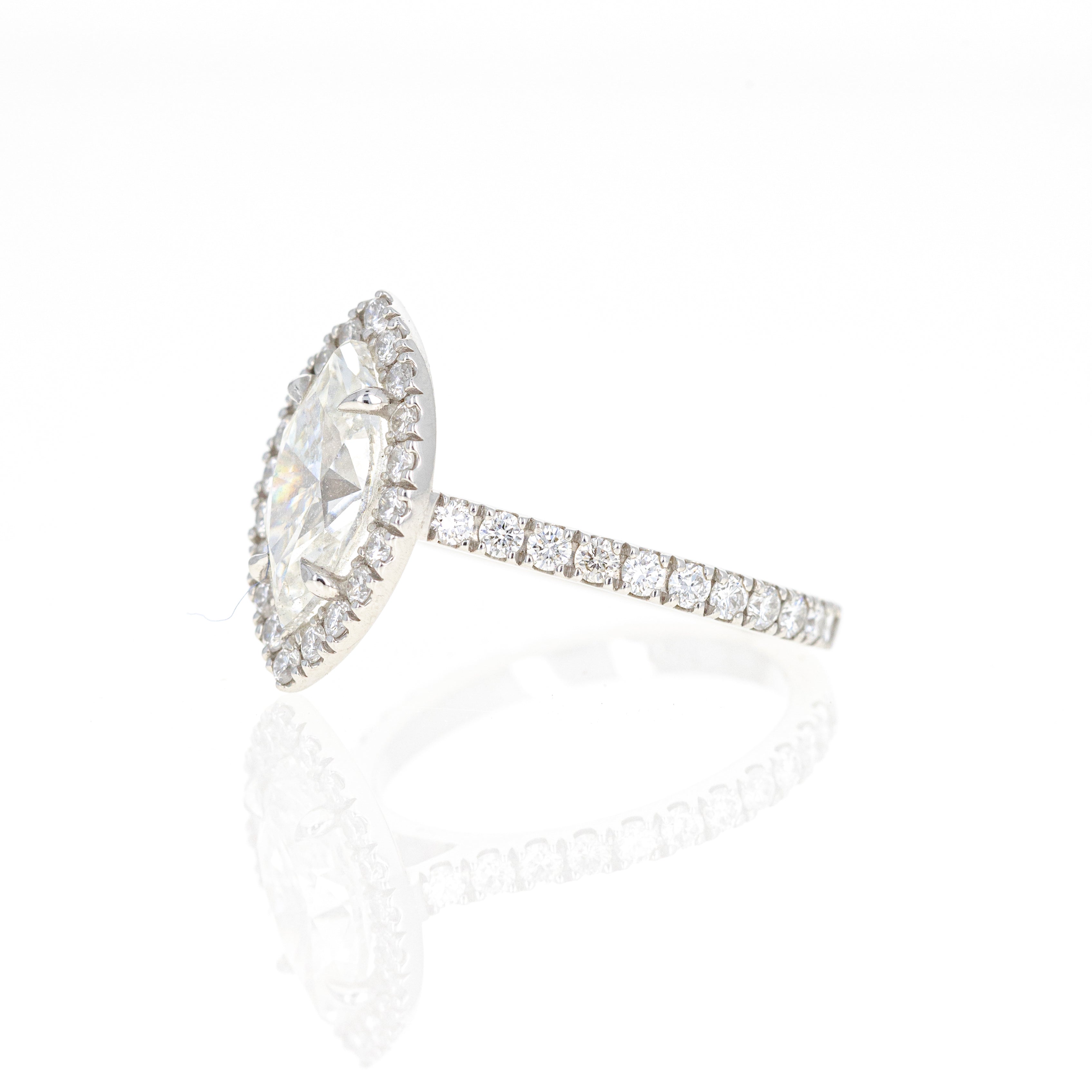 2 Carat Marquise Diamond Halo Engagement Ring GIA Certified - Queen May