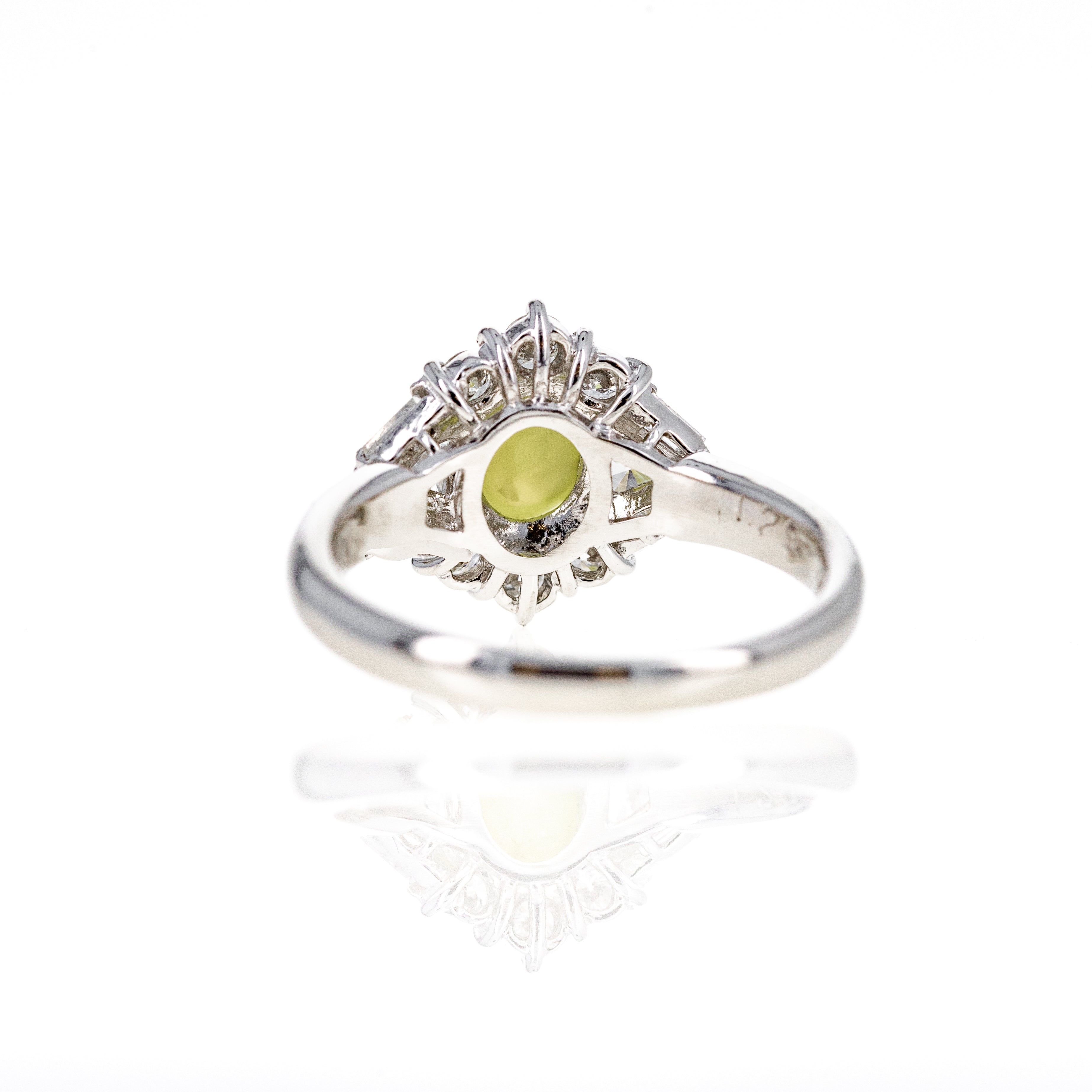 Platinum 1.29 Carat Cats Eye Chrysoberyl Diamond Ring - Queen May